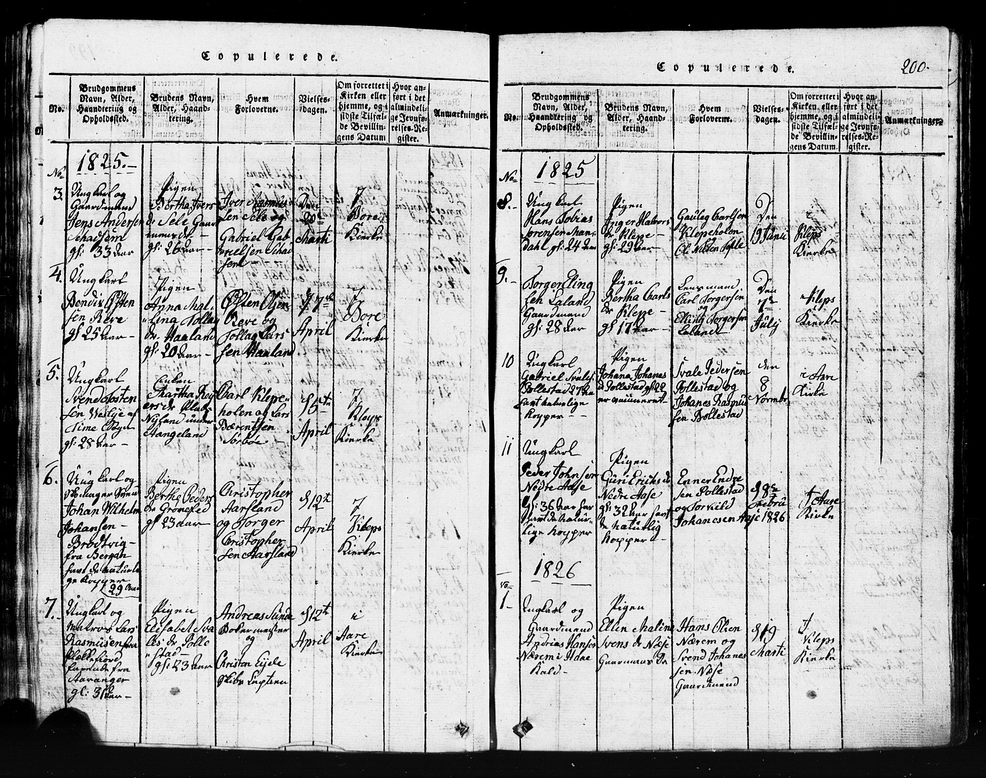 Klepp sokneprestkontor, AV/SAST-A-101803/001/3/30BB/L0001: Parish register (copy) no.  B 1, 1816-1859, p. 200