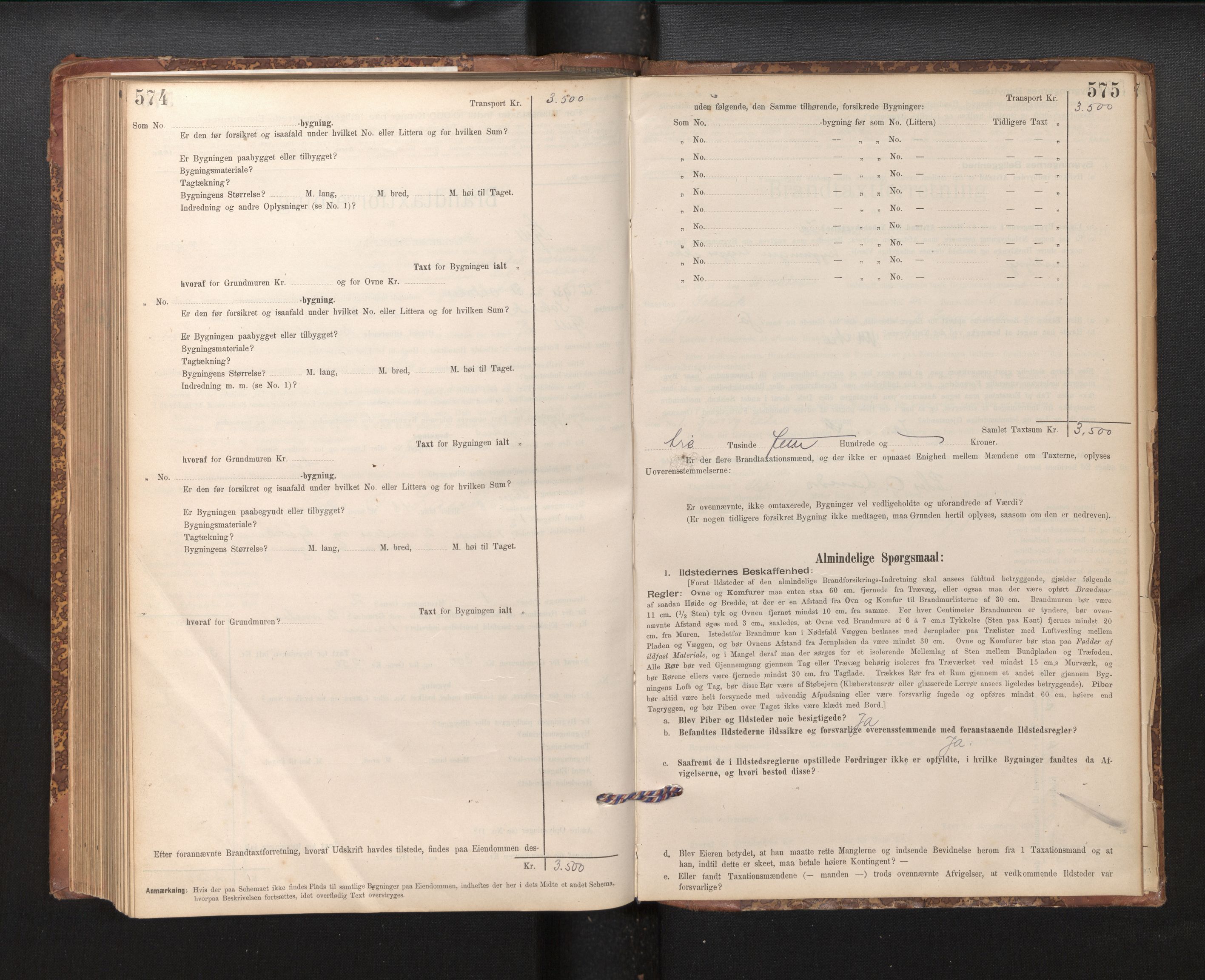 Lensmannen i Fjell, AV/SAB-A-32301/0012/L0005: Branntakstprotokoll, skjematakst, 1895-1931, p. 574-575