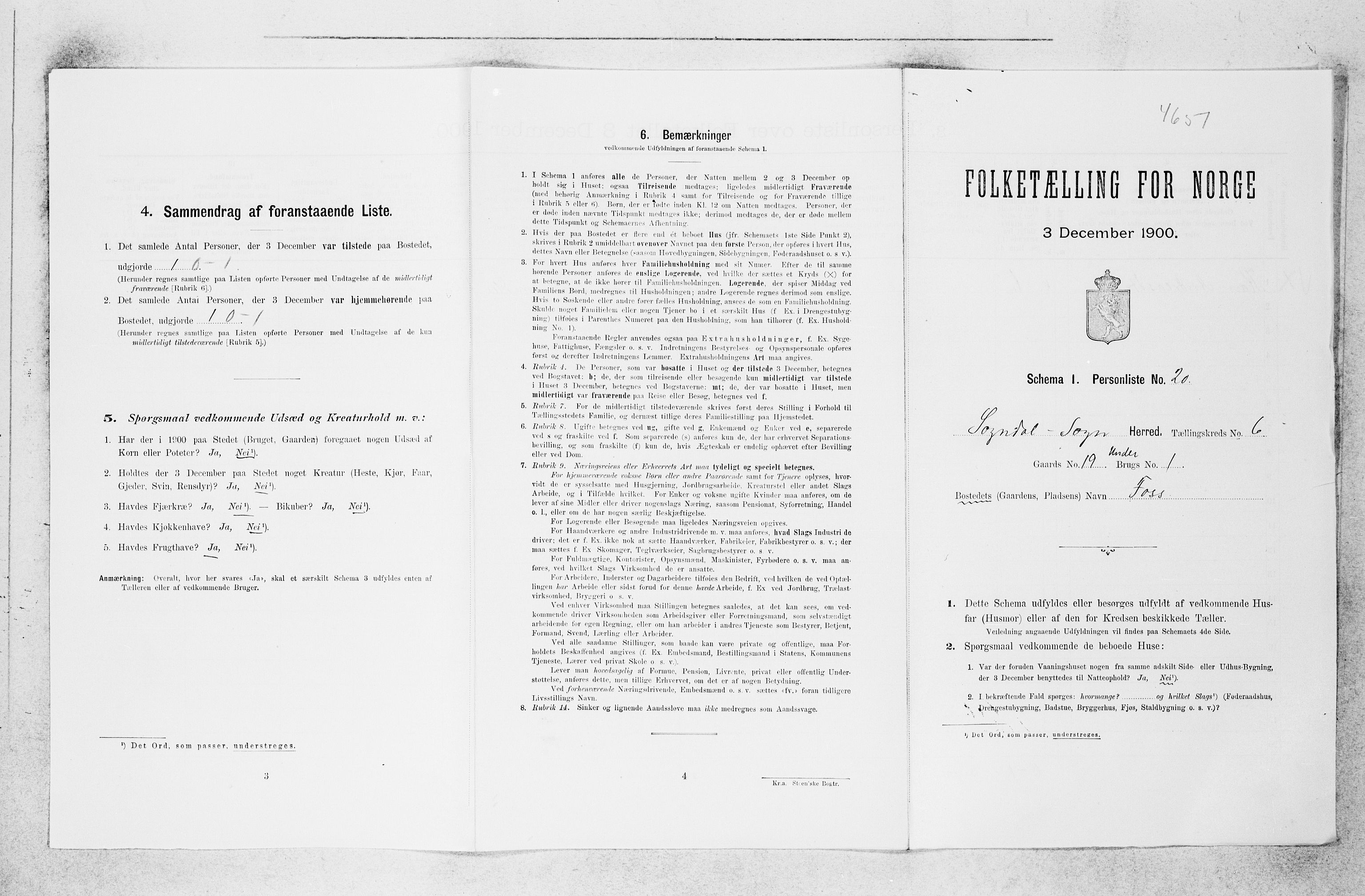 SAB, 1900 census for Sogndal, 1900, p. 401