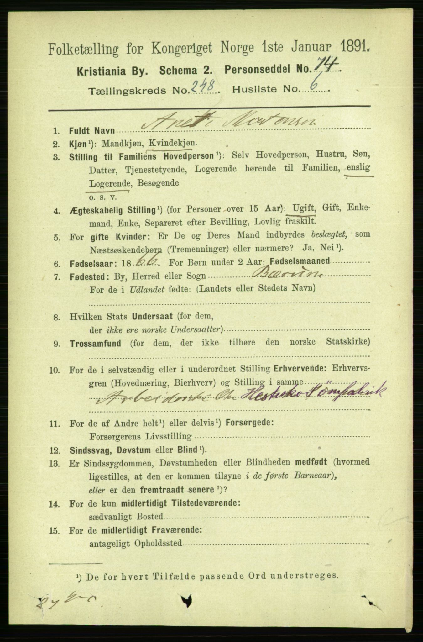 RA, 1891 census for 0301 Kristiania, 1891, p. 151297
