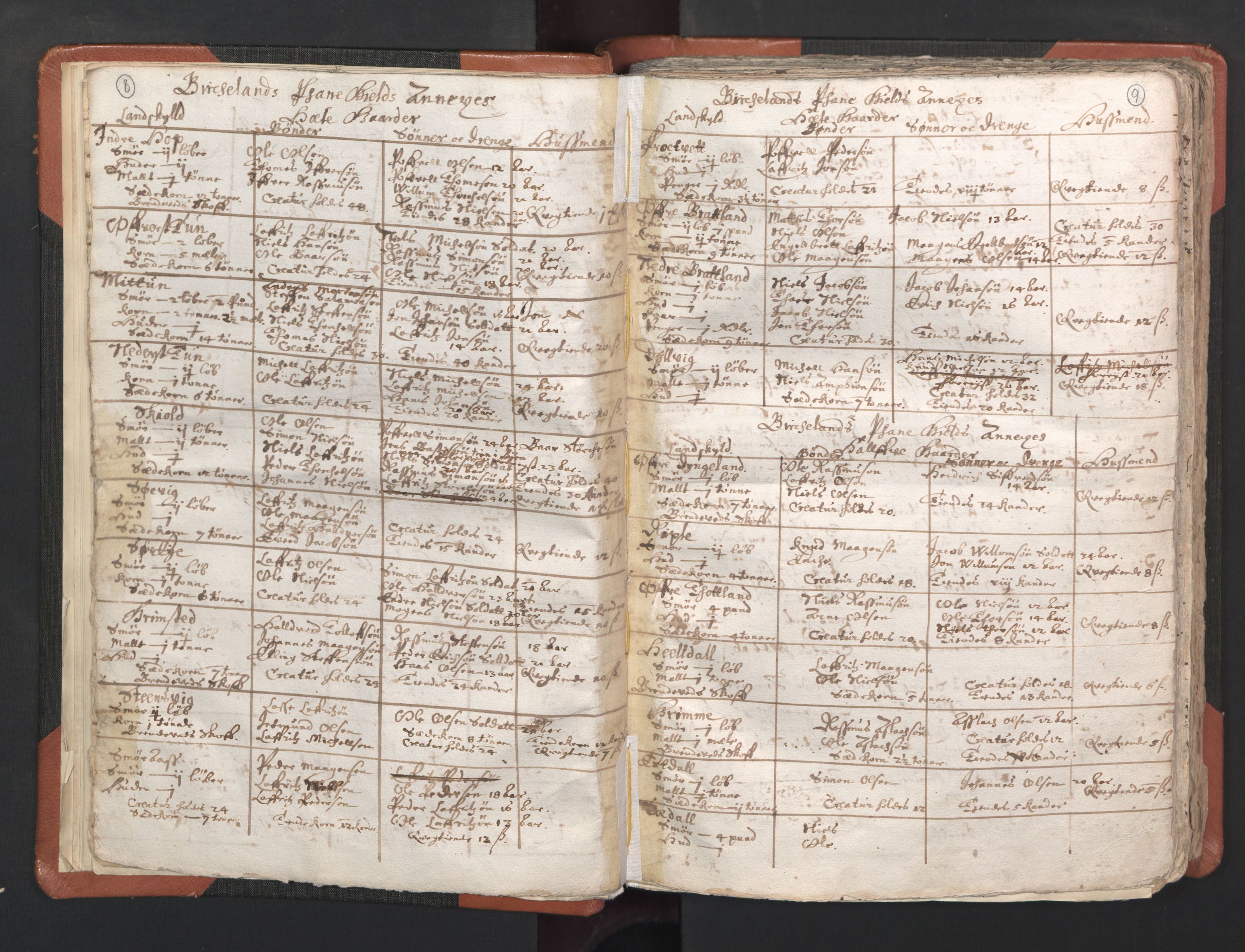 RA, Vicar's Census 1664-1666, no. 22: Nordhordland deanery, 1664-1666, p. 8-9