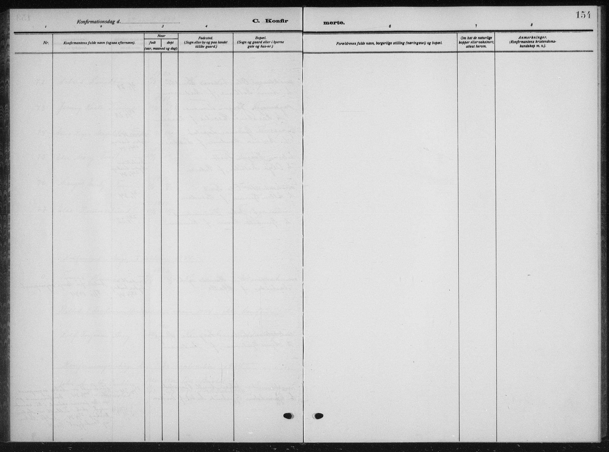 Kristiansand domprosti, SAK/1112-0006/F/Fb/L0025: Parish register (copy) no. B 25, 1924-1934, p. 154