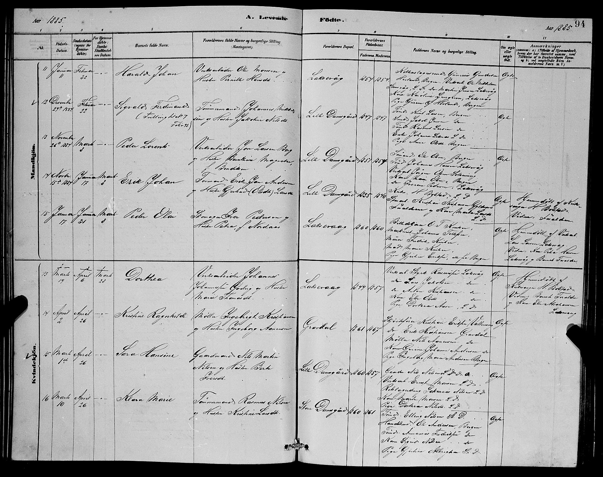 Laksevåg Sokneprestembete, AV/SAB-A-76501/H/Ha/Hab/Haba/L0002: Parish register (copy) no. A 2, 1877-1887, p. 94