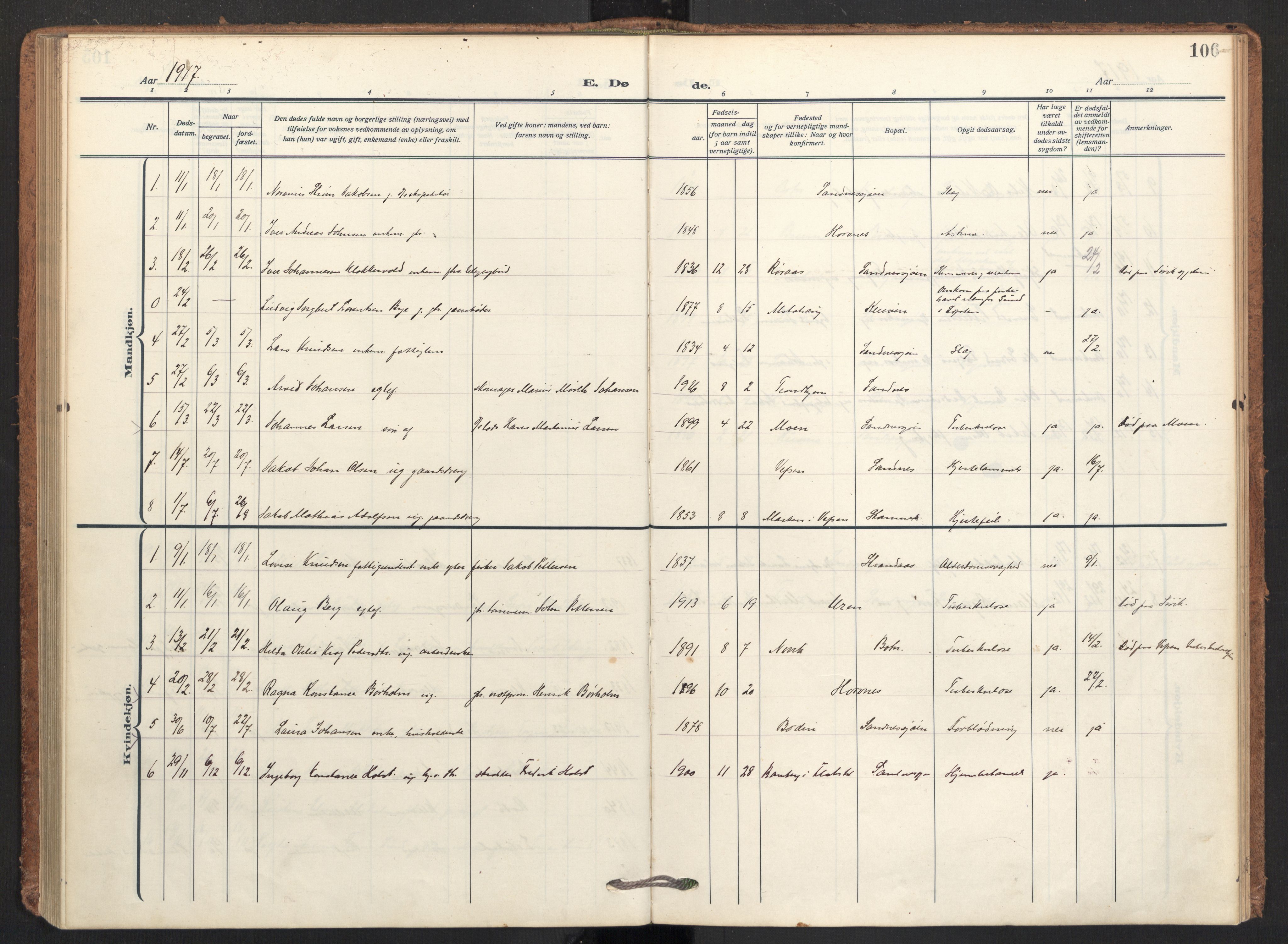 Ministerialprotokoller, klokkerbøker og fødselsregistre - Nordland, AV/SAT-A-1459/831/L0473: Parish register (official) no. 831A04, 1909-1934, p. 106