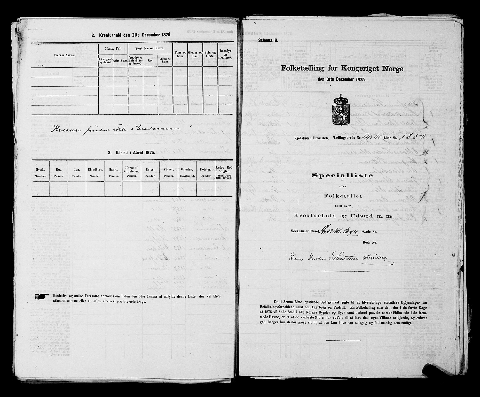 SAKO, 1875 census for 0602 Drammen, 1875, p. 3659