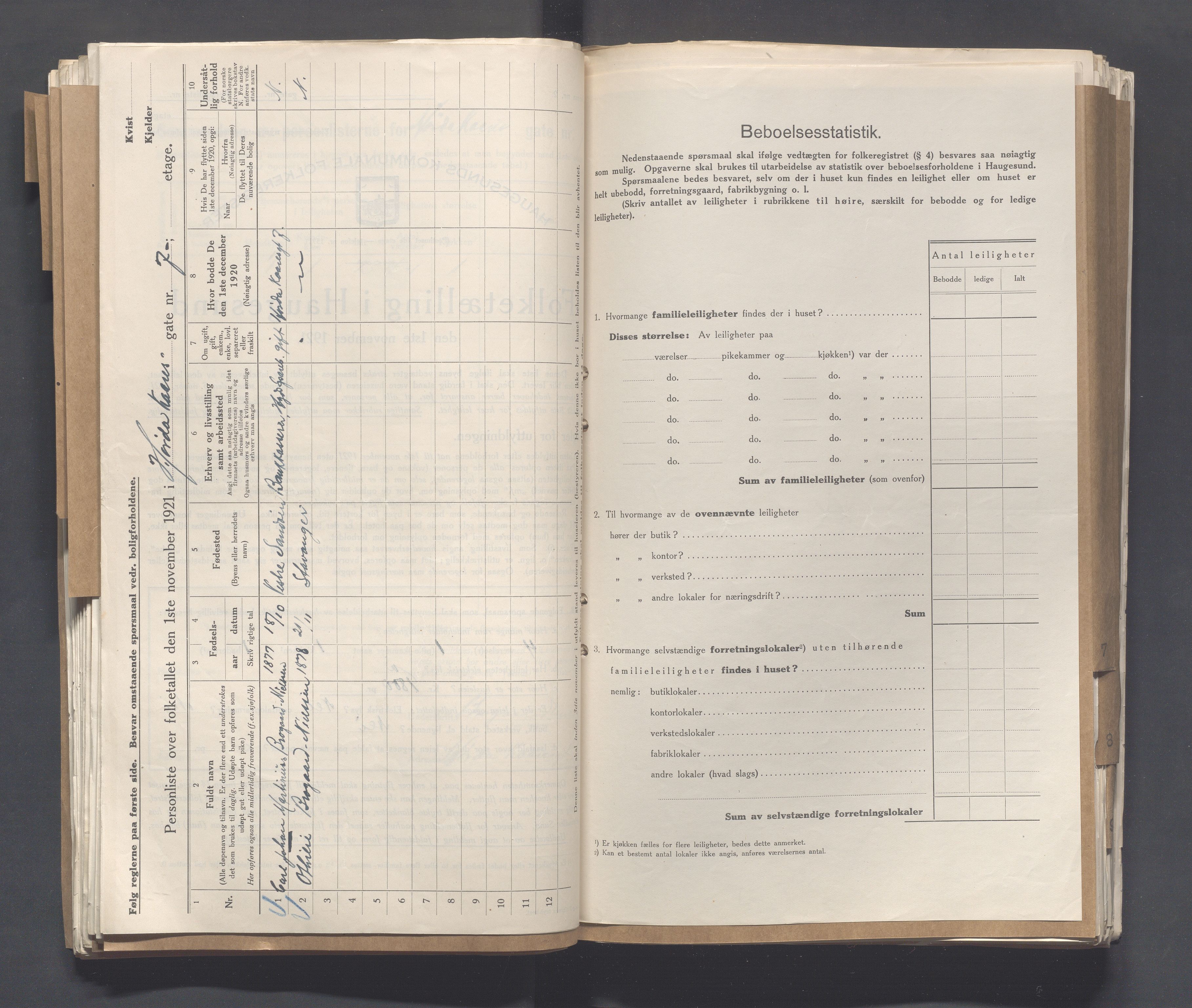 IKAR, Local census 1.11.1921 for Haugesund, 1921, p. 2359