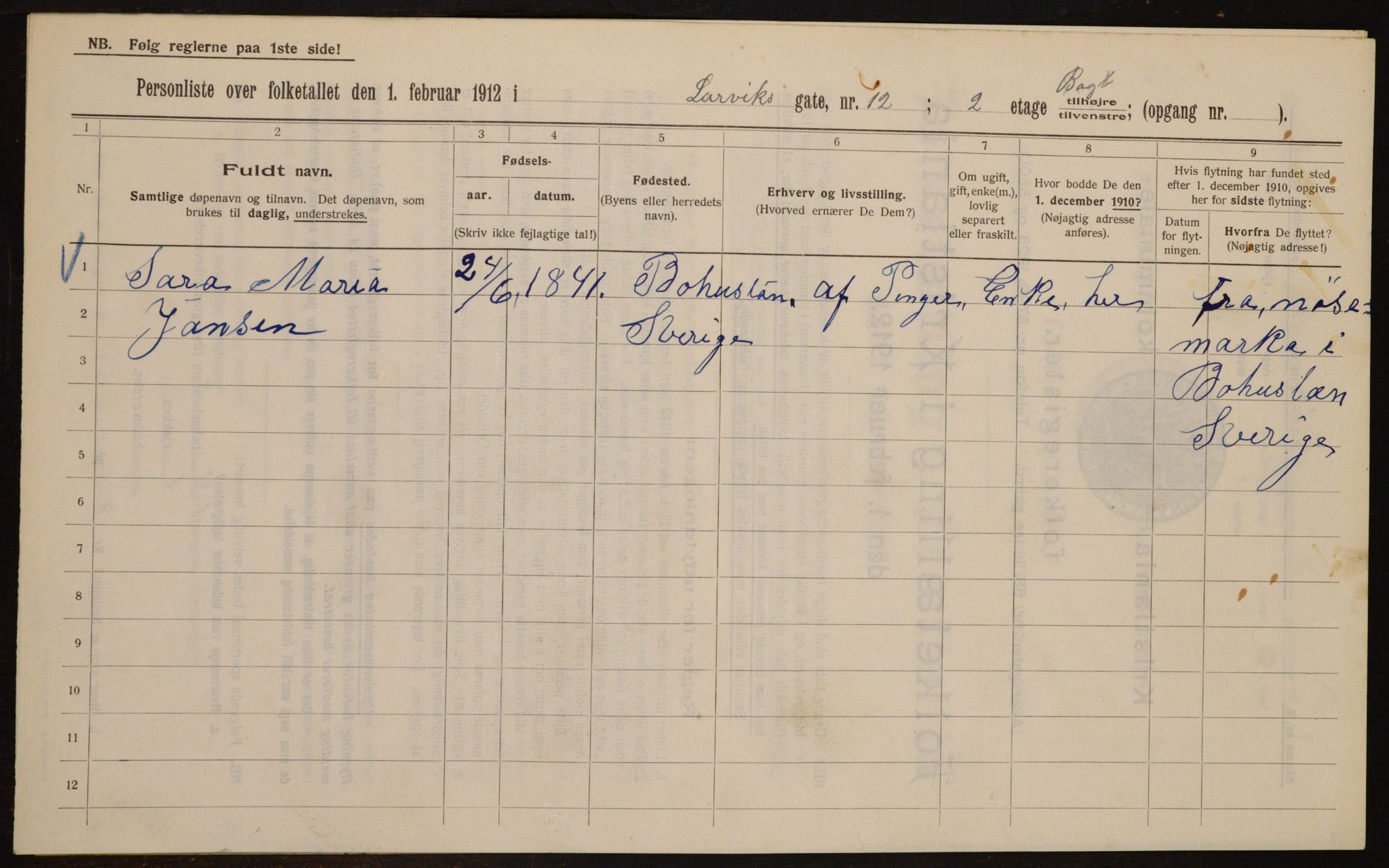 OBA, Municipal Census 1912 for Kristiania, 1912, p. 57525