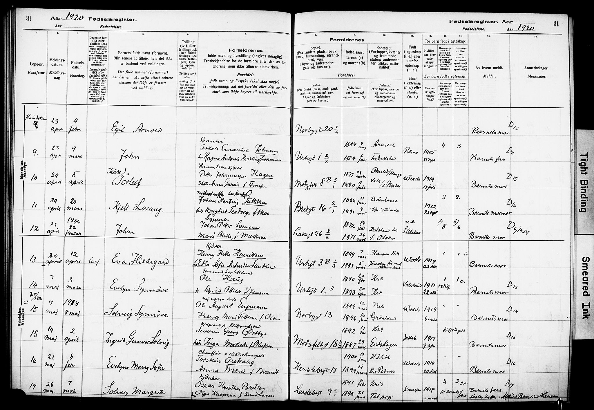 Wexel prestekontor Kirkebøker, AV/SAO-A-10879/J/L0001: Birth register no. 1, 1916-1930, p. 31