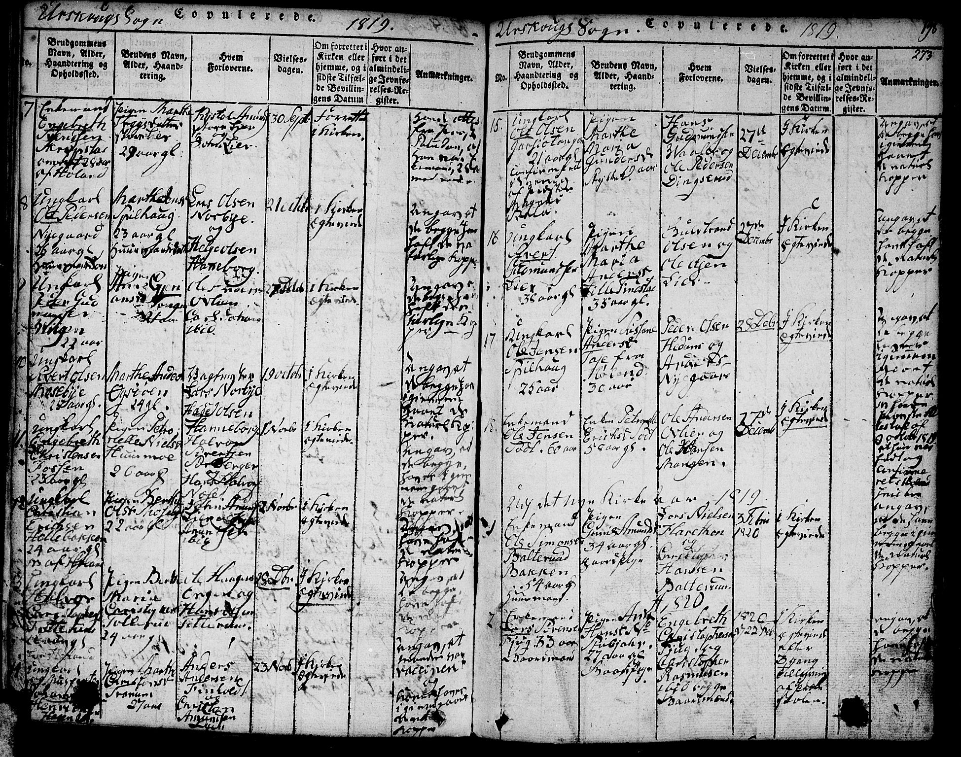 Aurskog prestekontor Kirkebøker, SAO/A-10304a/F/Fa/L0005: Parish register (official) no. I 5, 1814-1829, p. 273