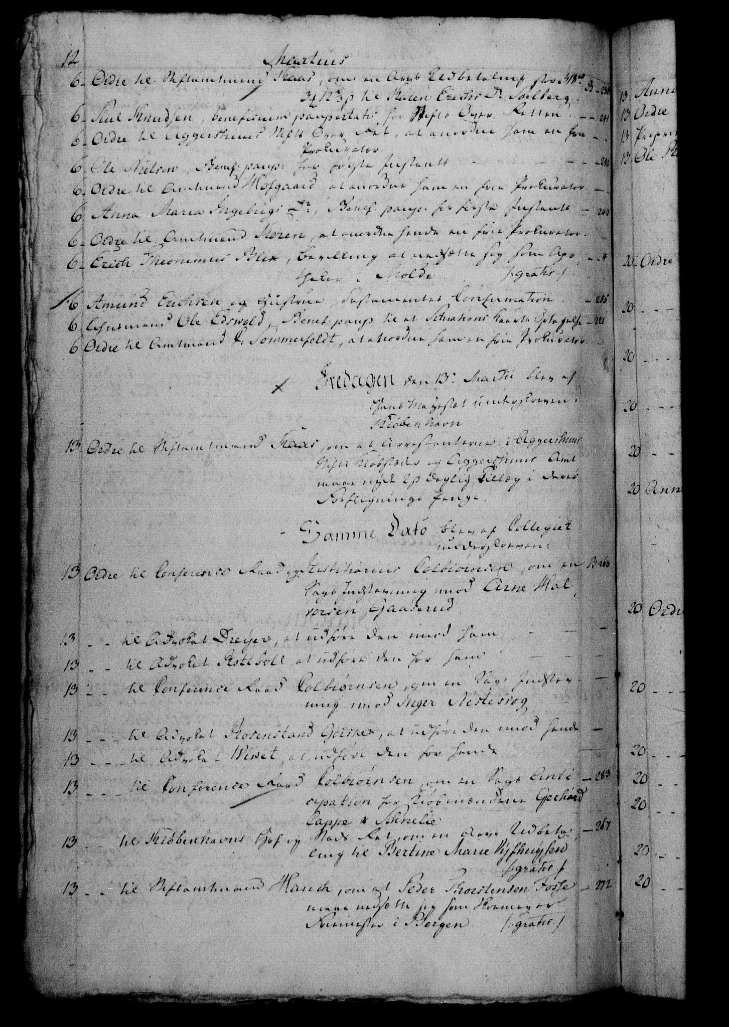 Danske Kanselli 1800-1814, RA/EA-3024/H/Hf/Hfb/Hfbc/L0002: Underskrivelsesbok m. register, 1801, p. 12