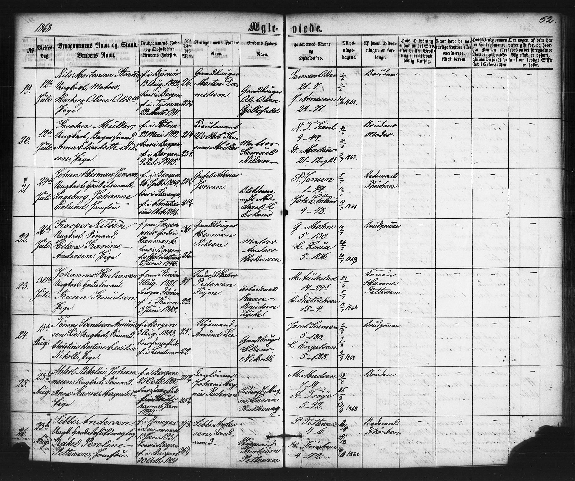 Nykirken Sokneprestembete, AV/SAB-A-77101/H/Haa/L0032: Parish register (official) no. D 2, 1861-1883, p. 62