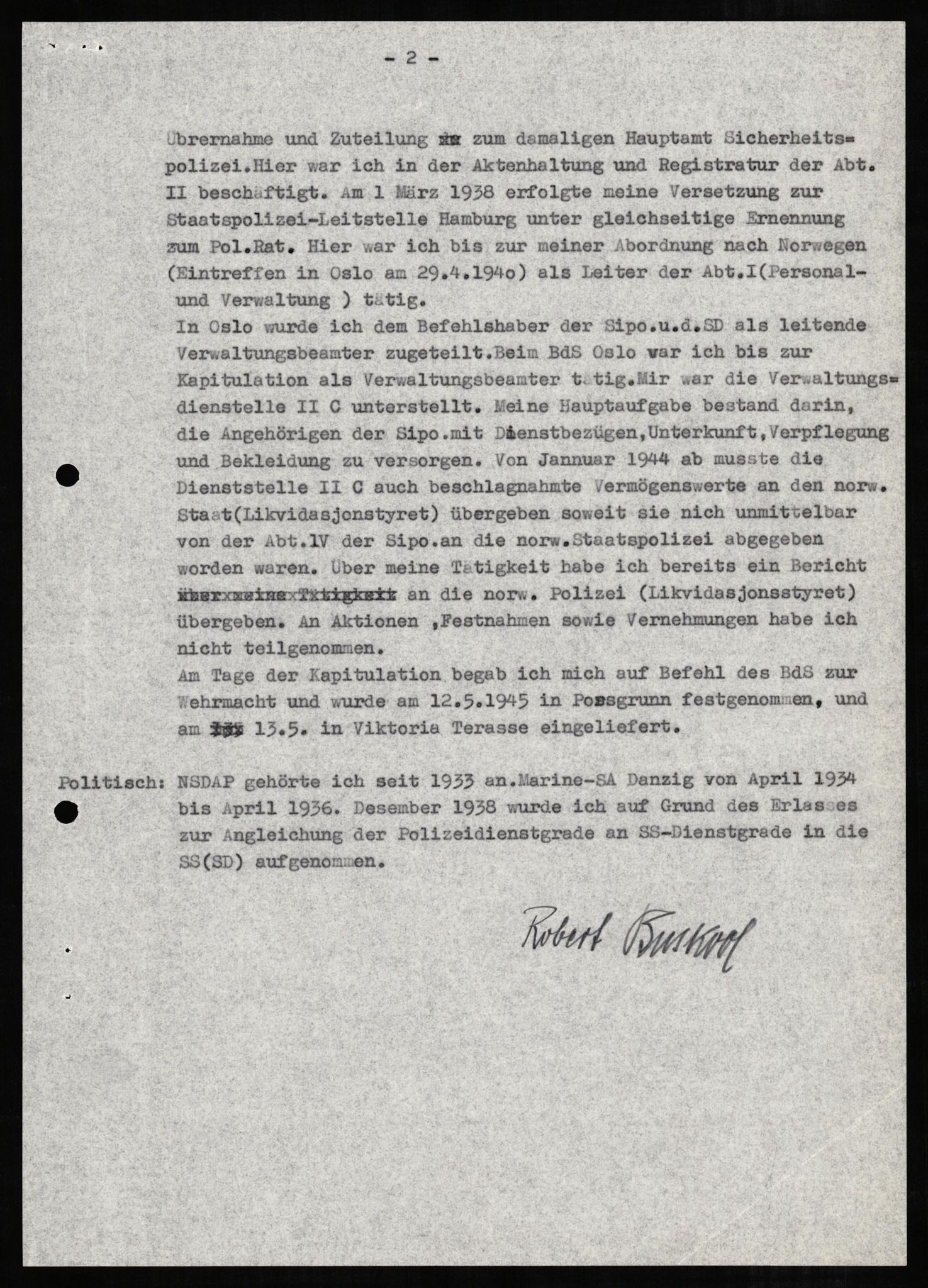 Forsvaret, Forsvarets overkommando II, AV/RA-RAFA-3915/D/Db/L0005: CI Questionaires. Tyske okkupasjonsstyrker i Norge. Tyskere., 1945-1946, p. 61