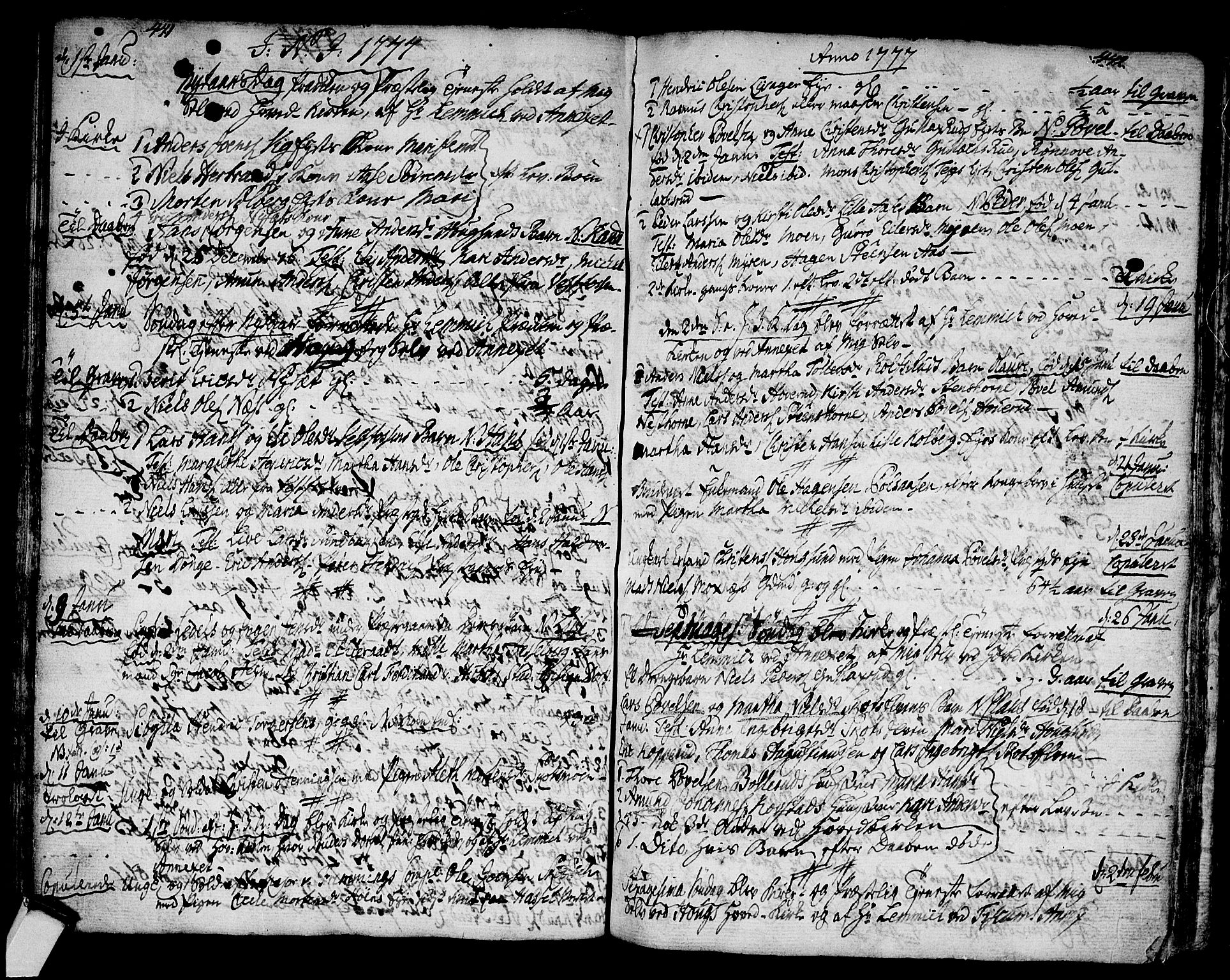 Eiker kirkebøker, AV/SAKO-A-4/F/Fa/L0008: Parish register (official) no. I 8, 1764-1788, p. 441-442