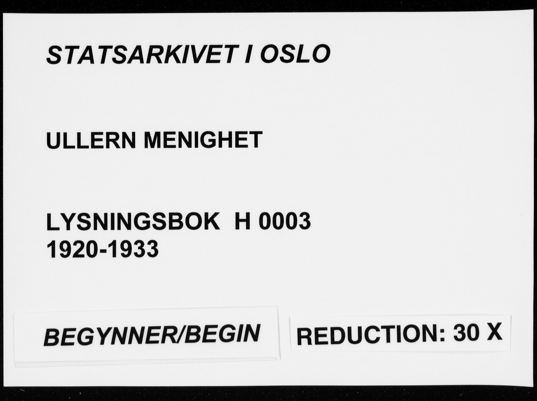 Ullern prestekontor Kirkebøker, AV/SAO-A-10740/H/L0003: Banns register no. 3, 1920-1933