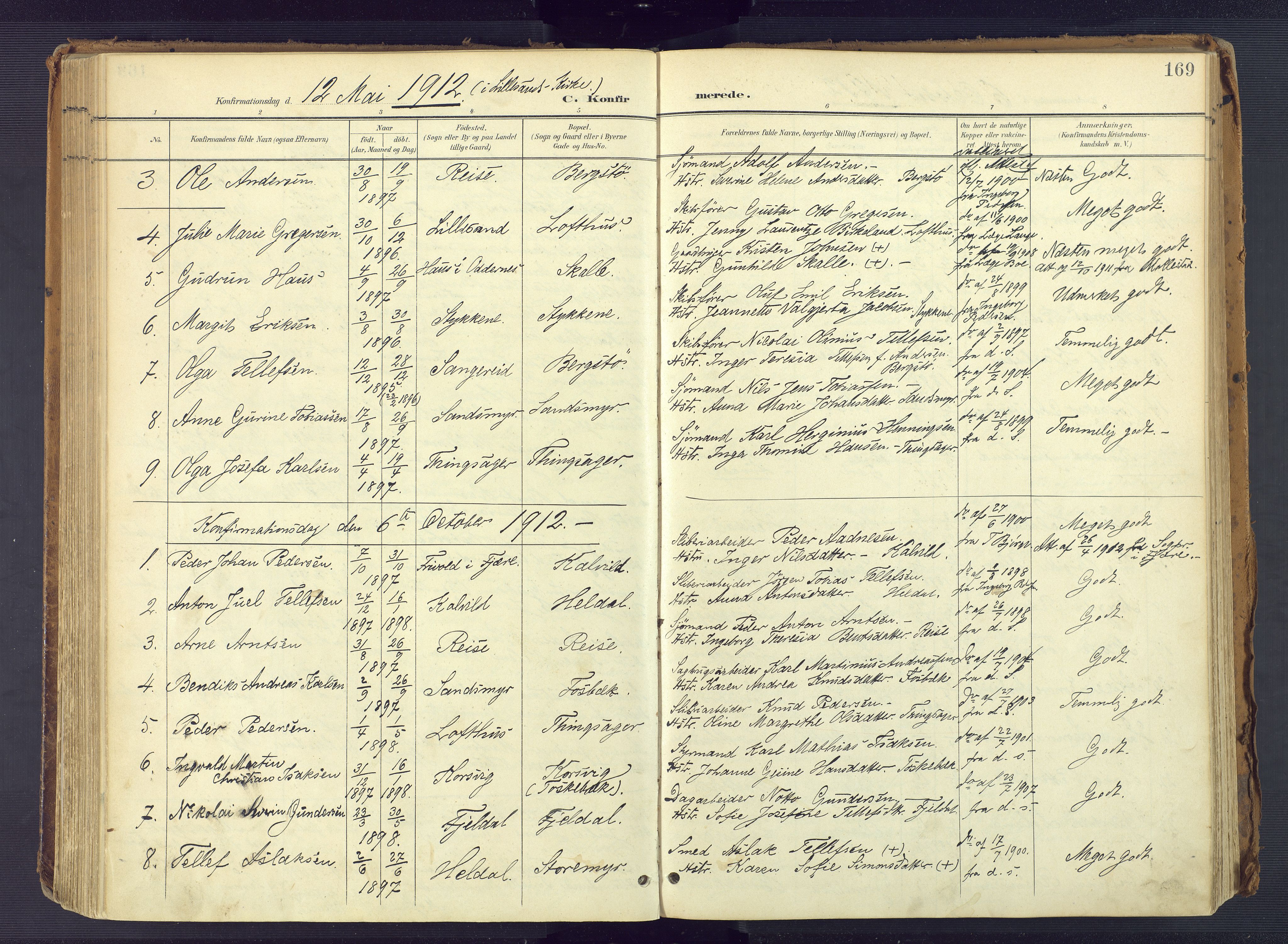 Vestre Moland sokneprestkontor, SAK/1111-0046/F/Fa/Fab/L0010: Parish register (official) no. A 10, 1900-1926, p. 169