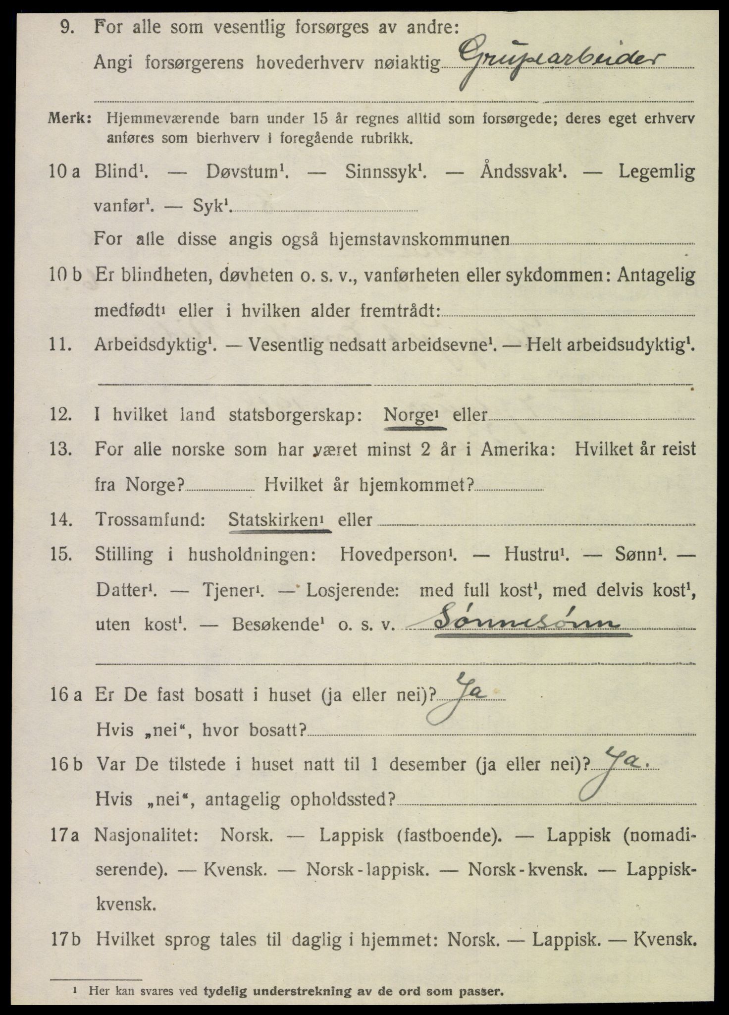 SAT, 1920 census for Nesna, 1920, p. 7320