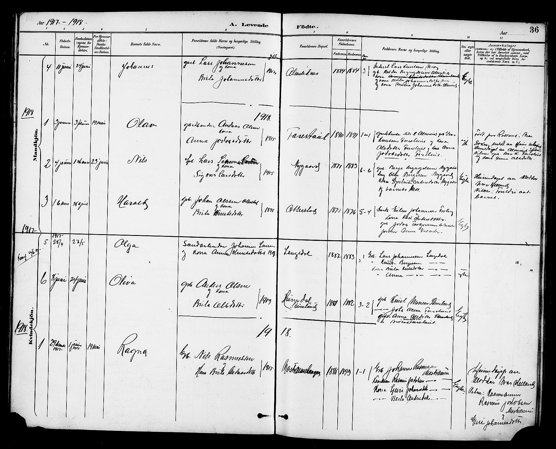 Osterfjorden Soknepresembete, SAB/A-77301: Parish register (copy) no. B 2, 1891-1922, p. 36