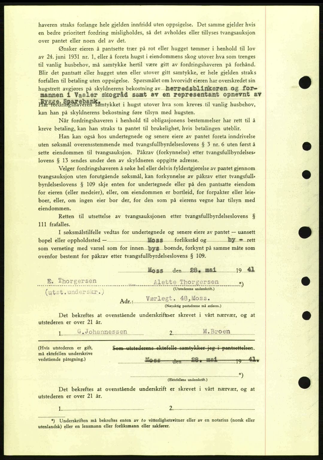 Moss sorenskriveri, SAO/A-10168: Mortgage book no. B10, 1940-1941, Diary no: : 981/1941