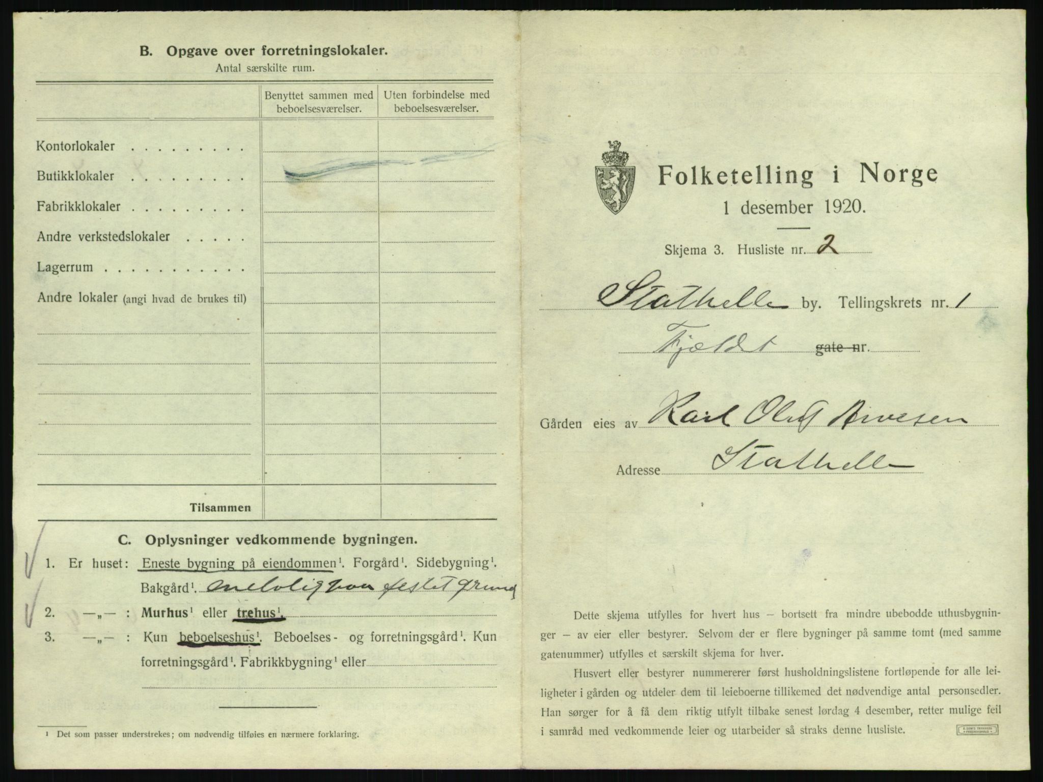 SAKO, 1920 census for Stathelle, 1920, p. 15
