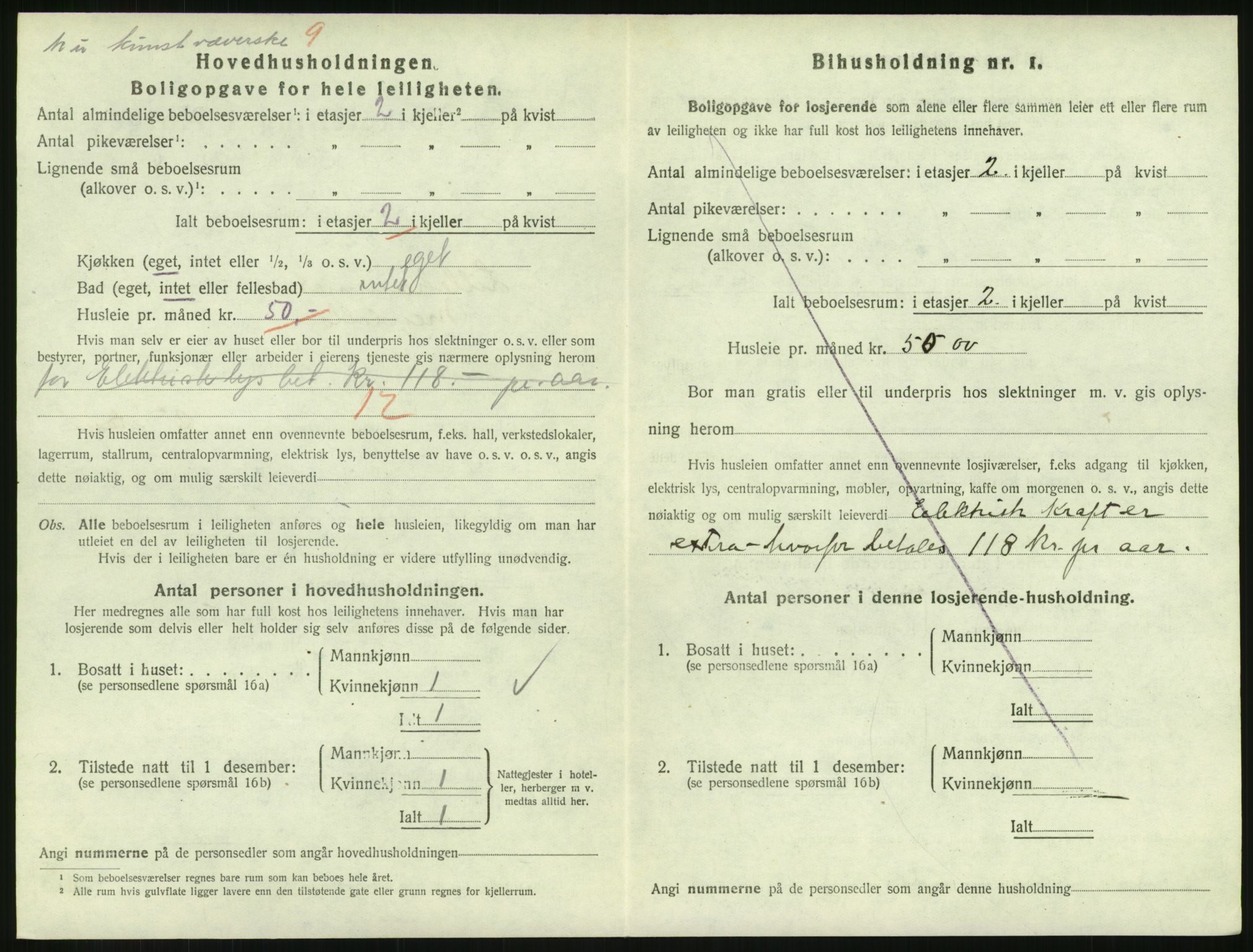 SAH, 1920 census for Lillehammer, 1920, p. 1499
