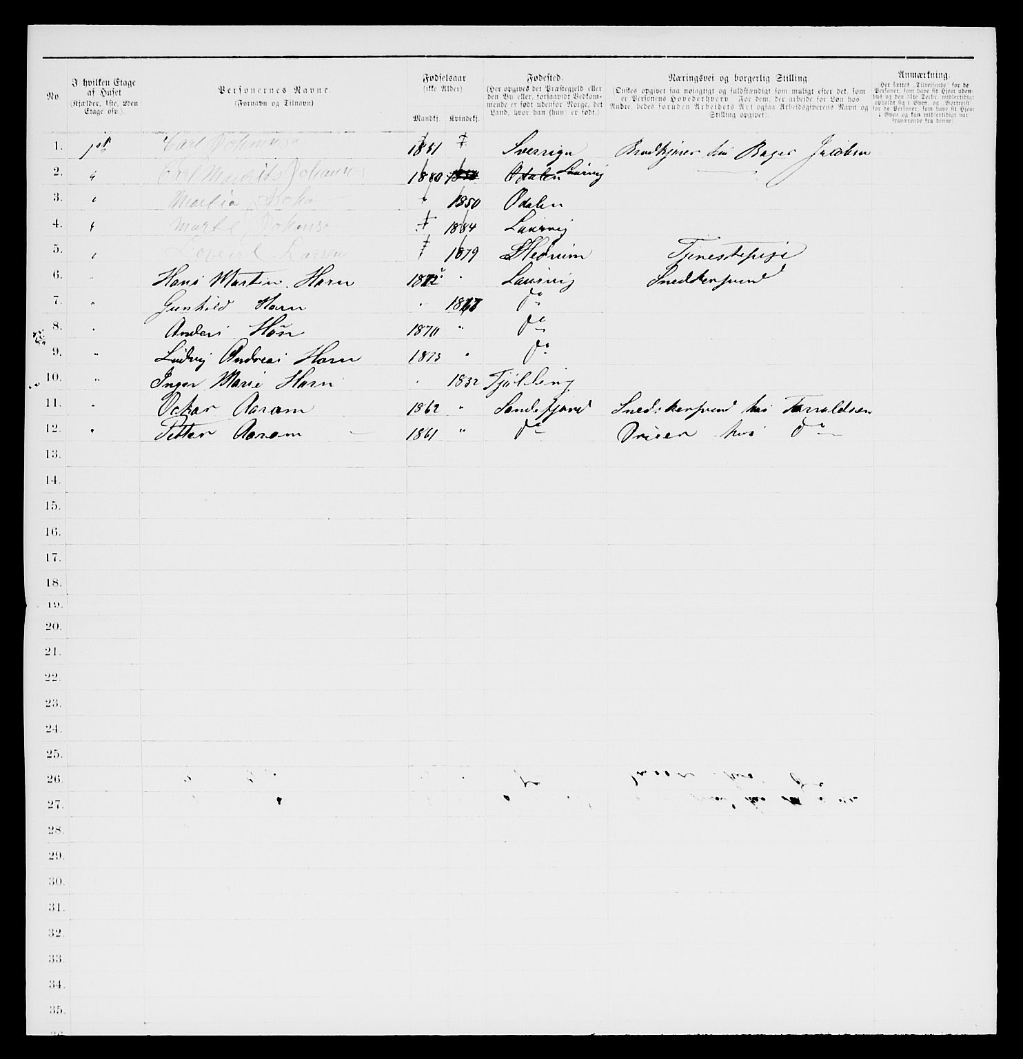 SAKO, 1885 census for 0707 Larvik, 1885, p. 573