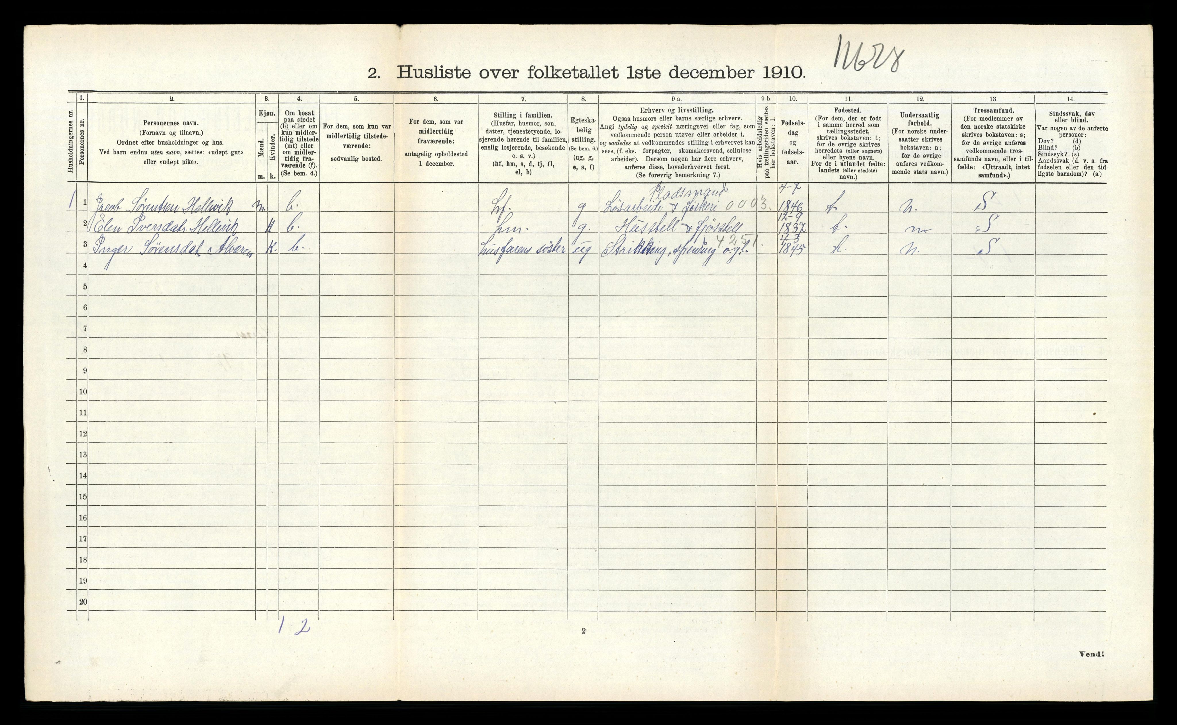 RA, 1910 census for Kinn, 1910, p. 1135