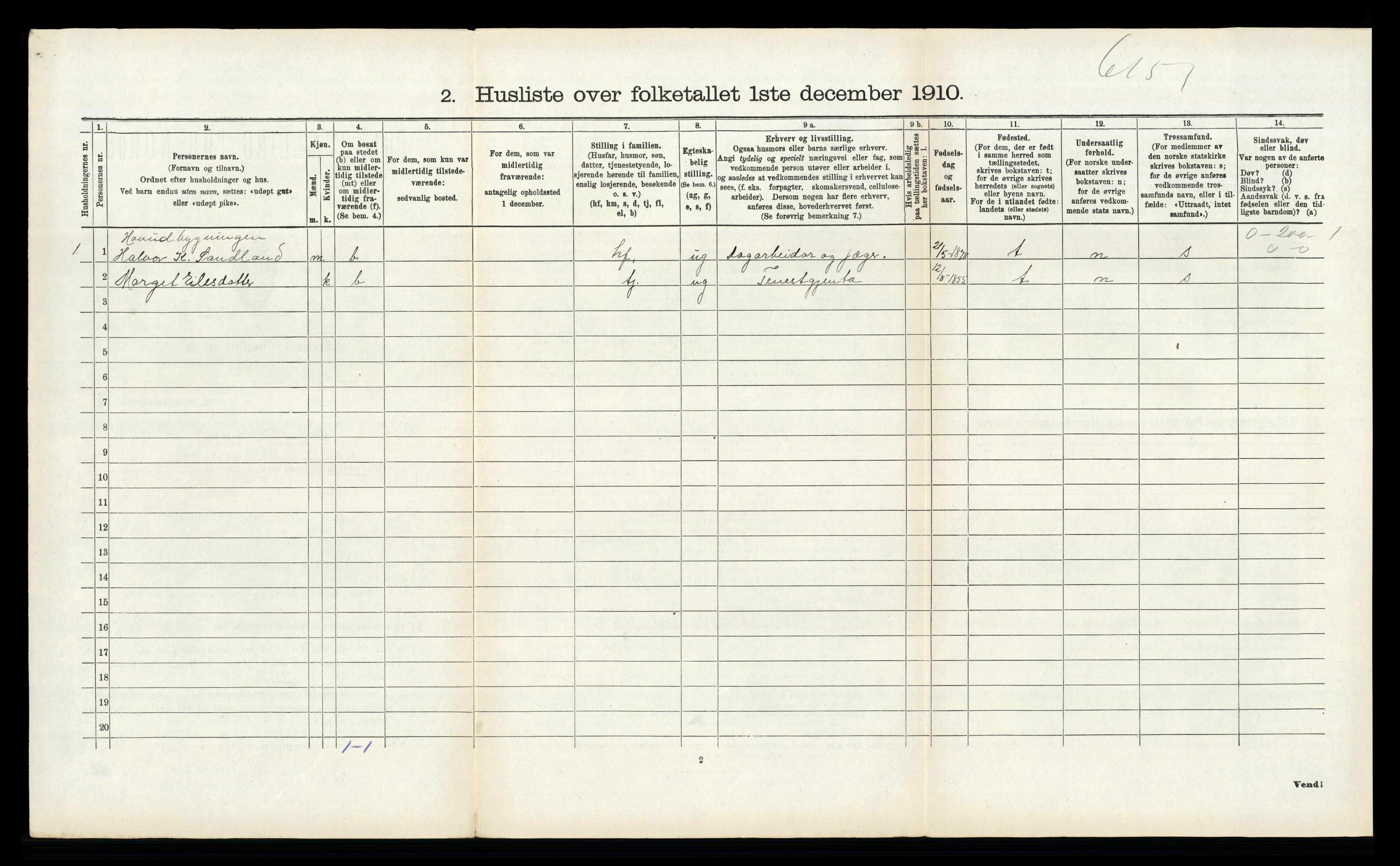 RA, 1910 census for Kviteseid, 1910, p. 1147