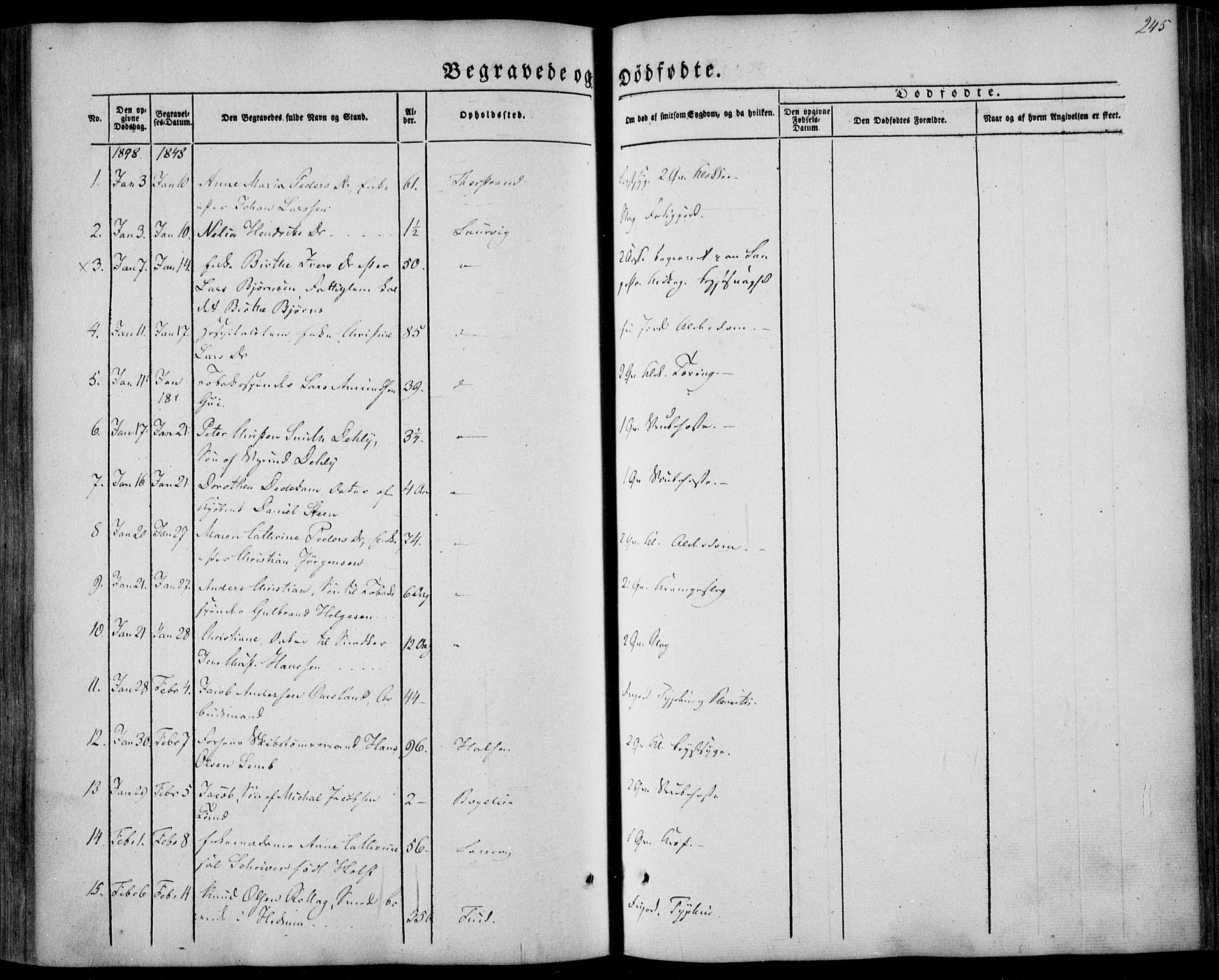 Larvik kirkebøker, SAKO/A-352/F/Fa/L0003: Parish register (official) no. I 3, 1848-1856, p. 245