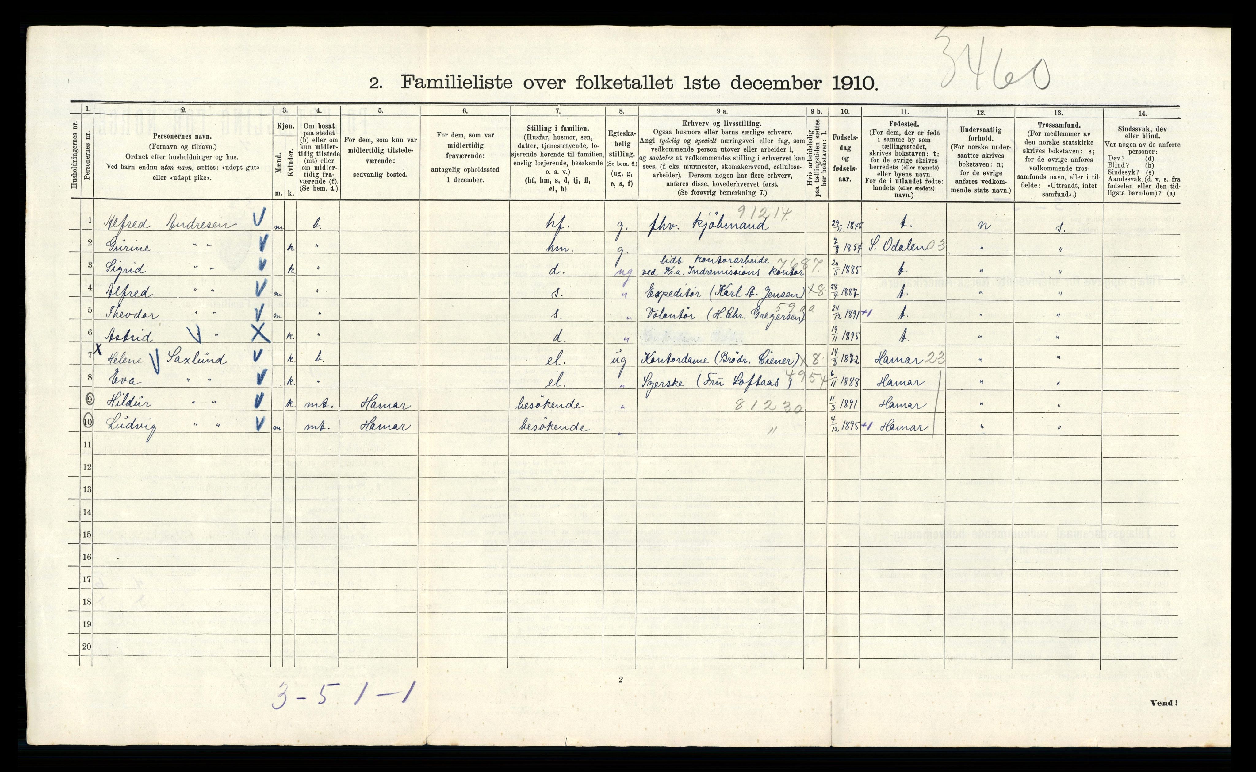 RA, 1910 census for Kristiania, 1910, p. 2510