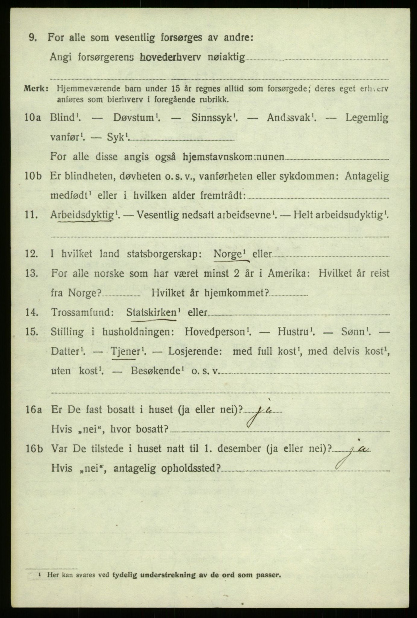 SAB, 1920 census for Balestrand, 1920, p. 2851