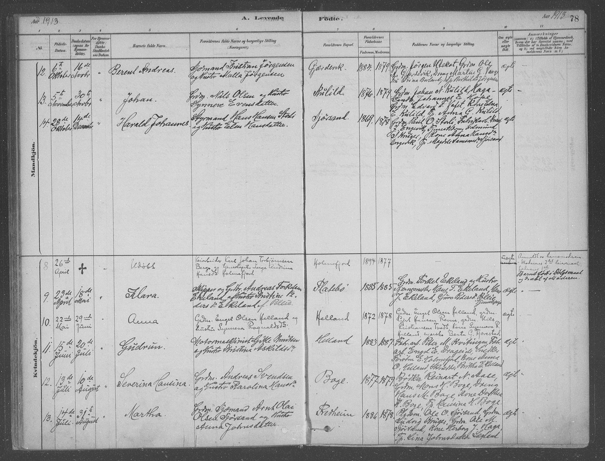 Fusa sokneprestembete, SAB/A-75401/H/Haa: Parish register (official) no. B 1, 1880-1938, p. 78