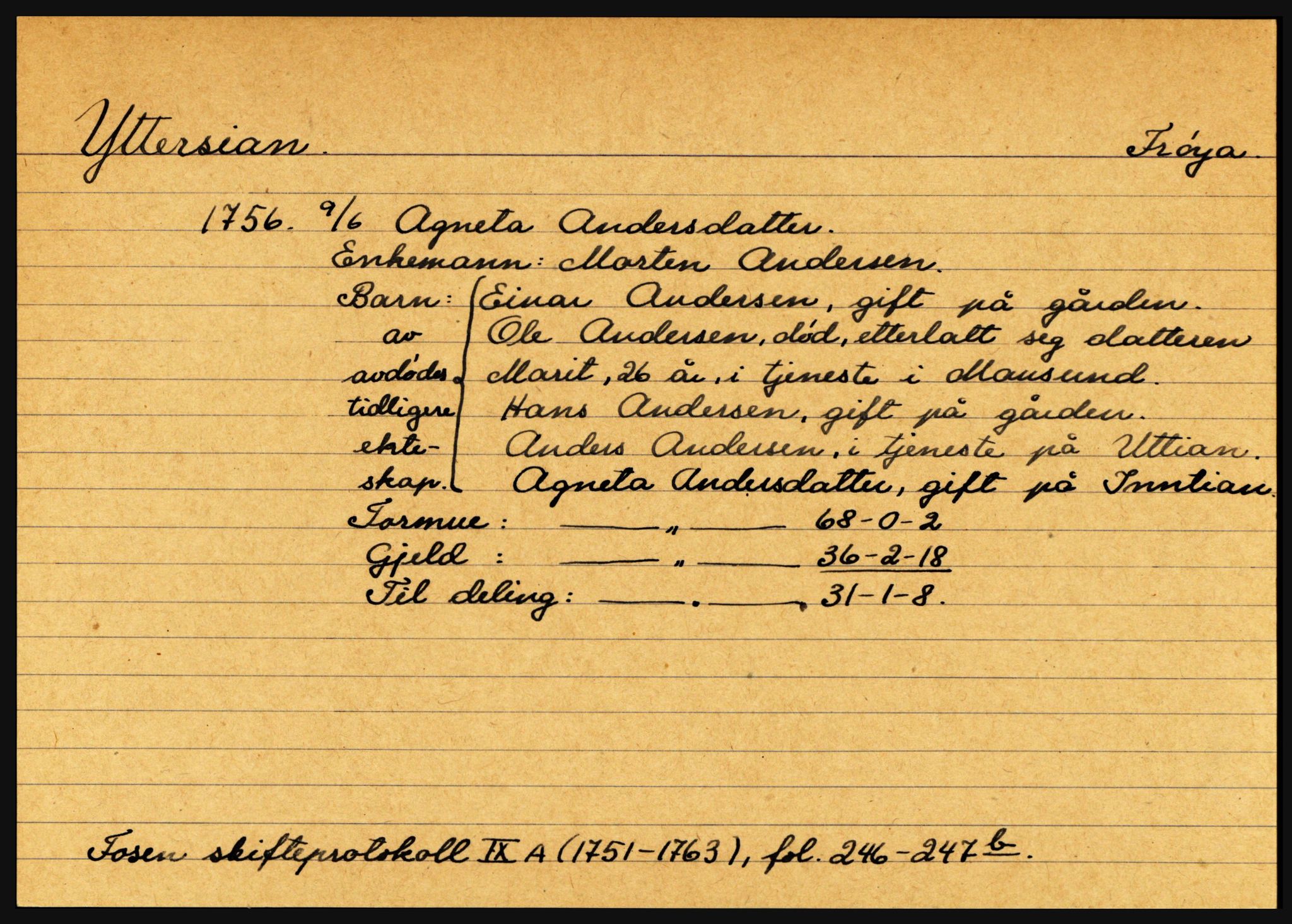 Fosen sorenskriveri, AV/SAT-A-1107/1/3, 1681-1823, p. 7107