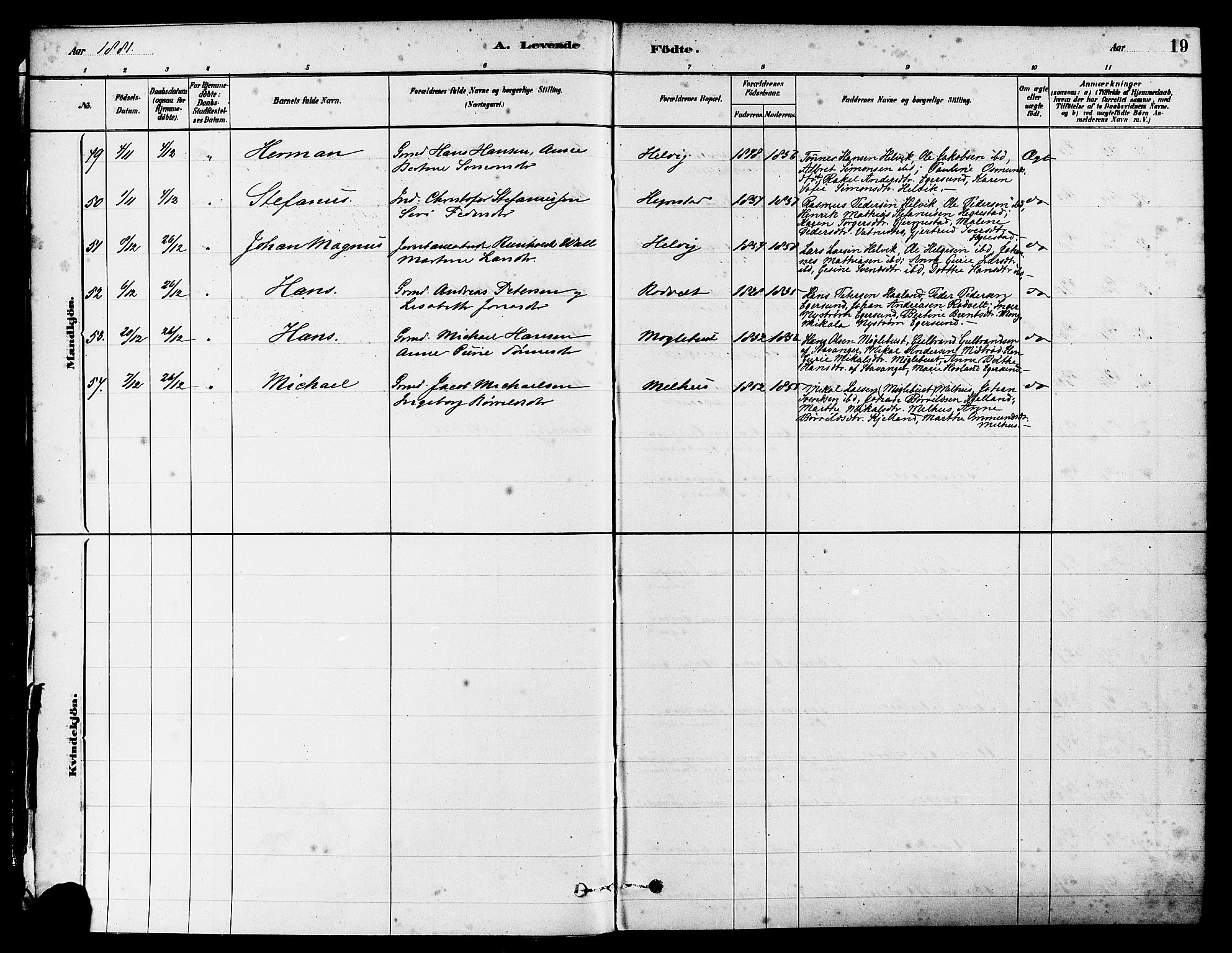 Eigersund sokneprestkontor, AV/SAST-A-101807/S08/L0017: Parish register (official) no. A 14, 1879-1892, p. 19