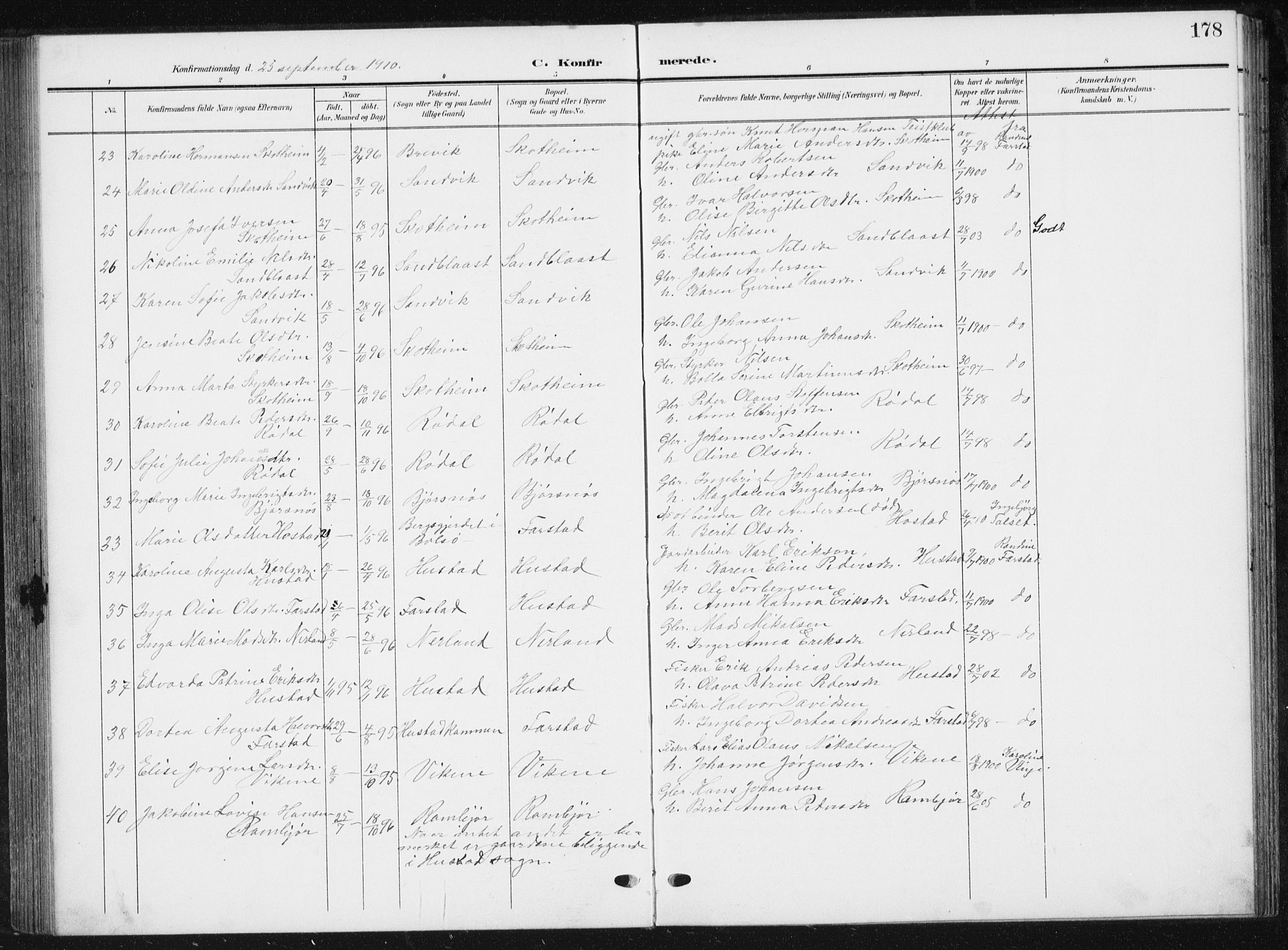 Ministerialprotokoller, klokkerbøker og fødselsregistre - Møre og Romsdal, AV/SAT-A-1454/567/L0784: Parish register (copy) no. 567C04, 1903-1938, p. 178