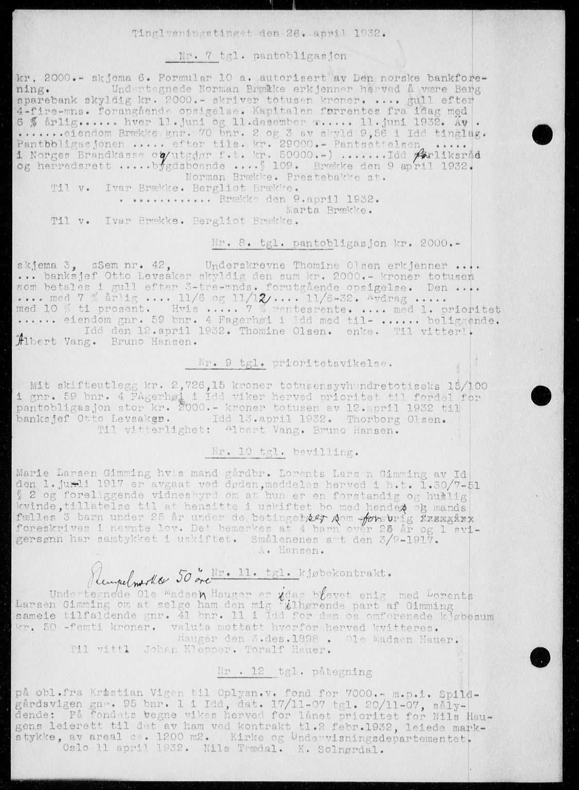 Idd og Marker sorenskriveri, SAO/A-10283/G/Gb/Gba/L0047: Mortgage book no. 47, 1932-1932, p. 2