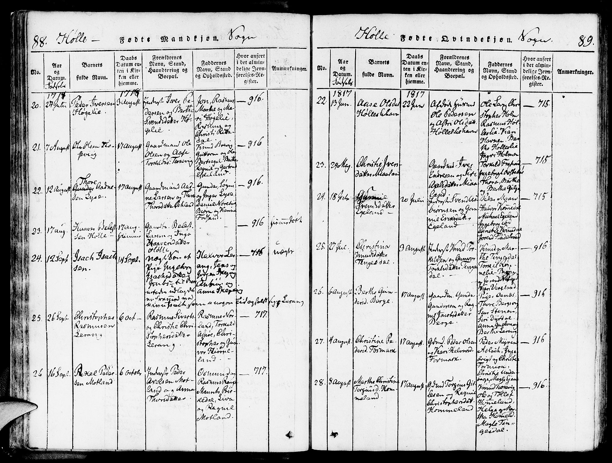 Strand sokneprestkontor, AV/SAST-A-101828/H/Ha/Haa/L0004: Parish register (official) no. A 4 /2, 1816-1833, p. 88-89