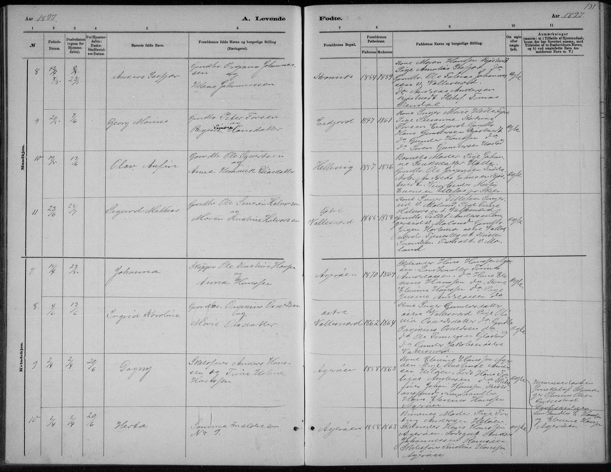 Høvåg sokneprestkontor, AV/SAK-1111-0025/F/Fb/L0004: Parish register (copy) no. B 4, 1883-1898, p. 131