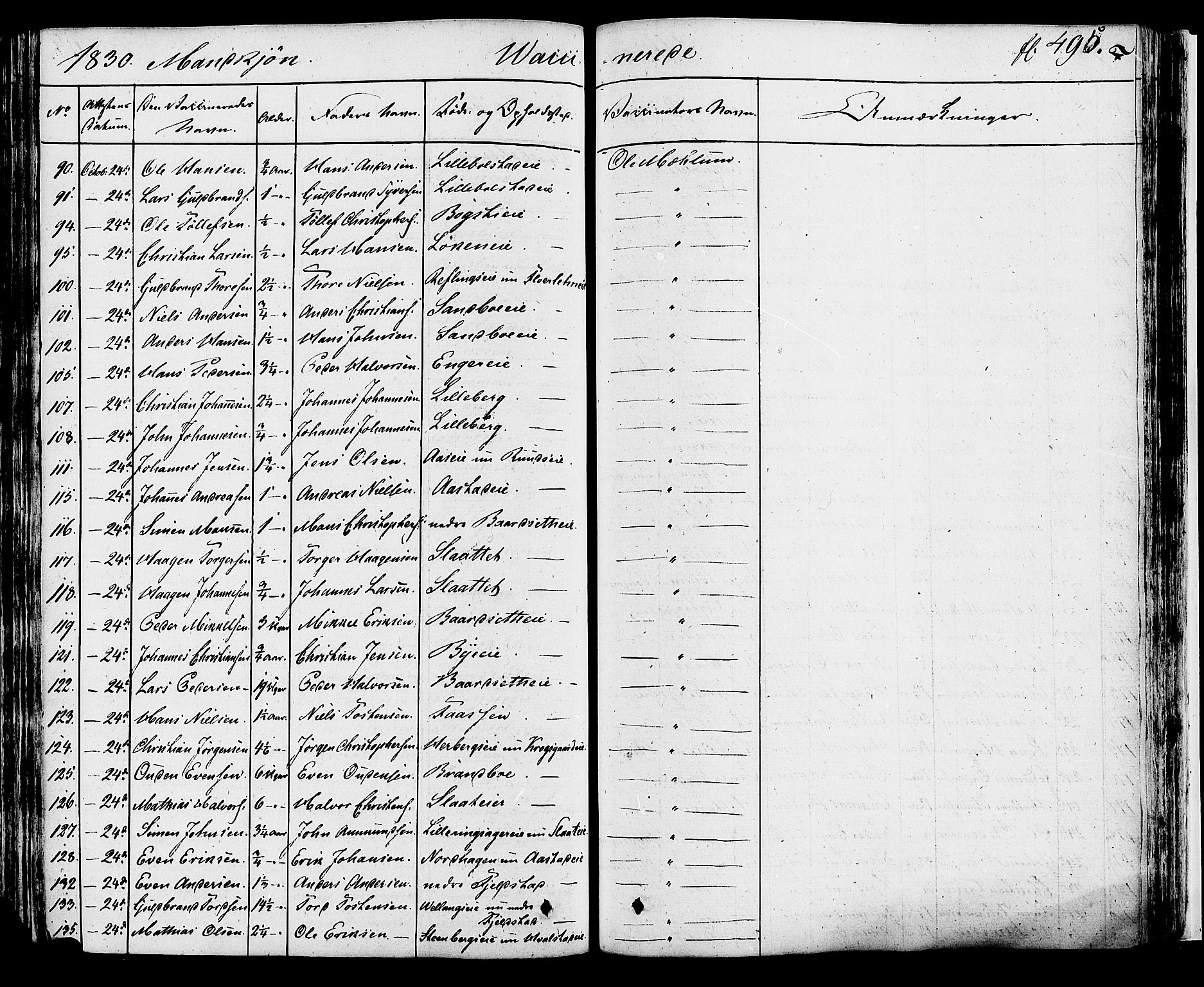 Ringsaker prestekontor, SAH/PREST-014/K/Ka/L0007: Parish register (official) no. 7B, 1826-1837, p. 495