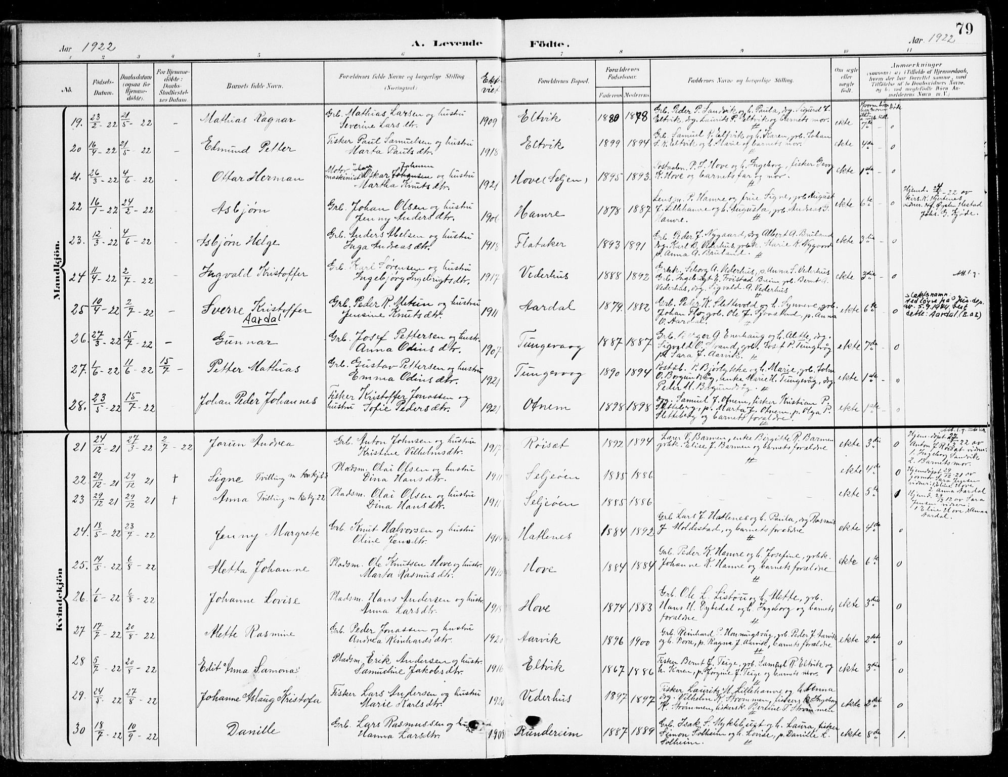 Selje sokneprestembete, AV/SAB-A-99938/H/Ha/Haa/Haab: Parish register (official) no. B 3, 1908-1923, p. 79