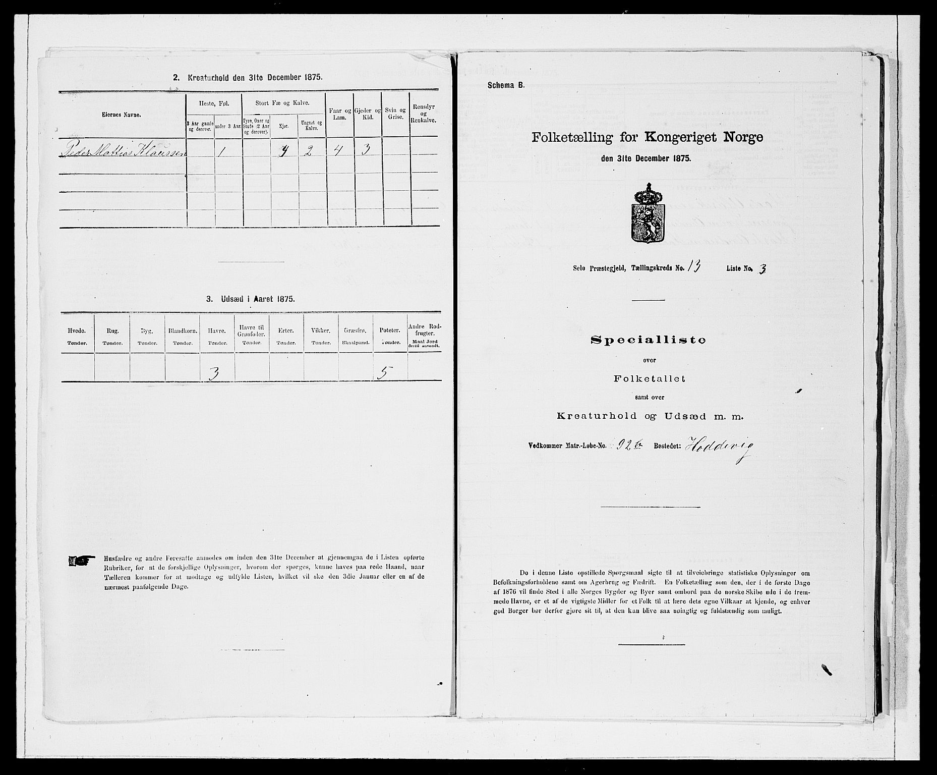 SAB, 1875 Census for 1441P Selje, 1875, p. 1588