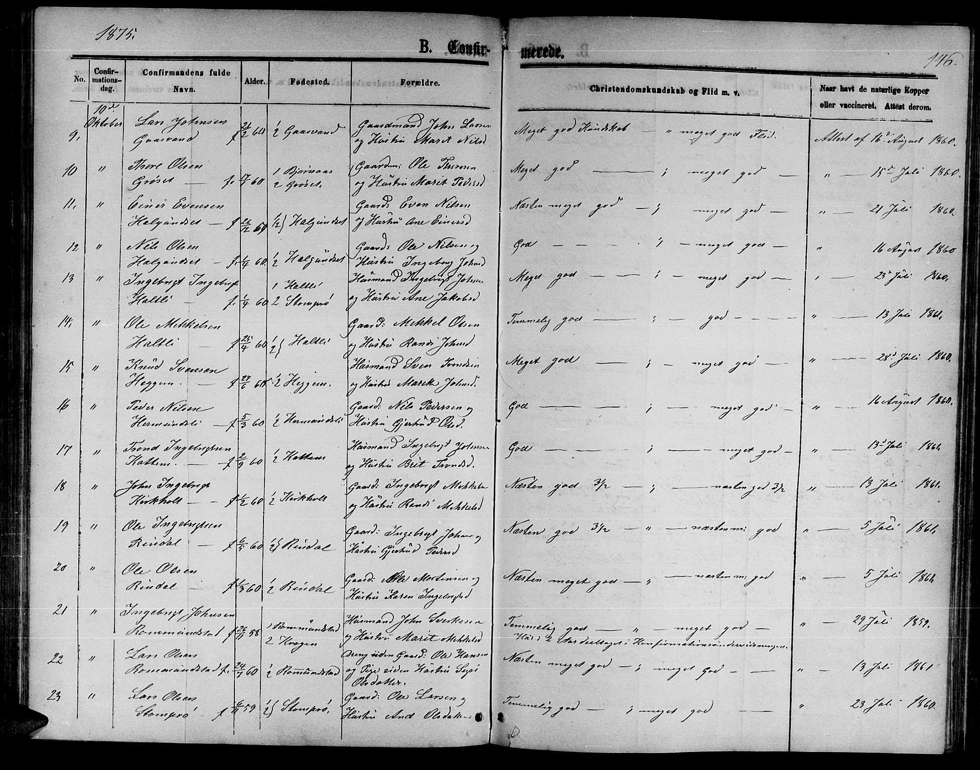 Ministerialprotokoller, klokkerbøker og fødselsregistre - Møre og Romsdal, AV/SAT-A-1454/598/L1076: Parish register (copy) no. 598C01, 1867-1878, p. 146