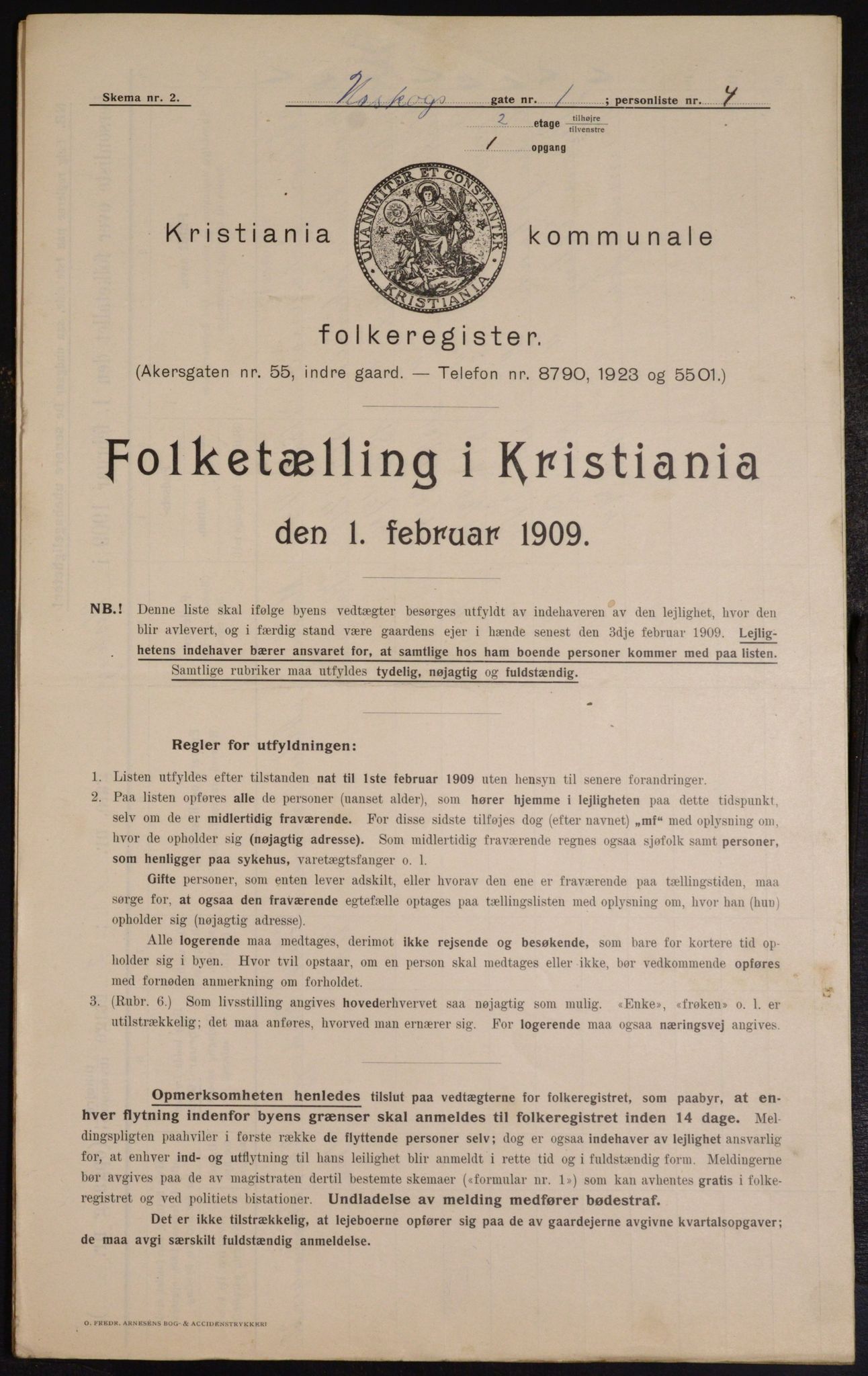 OBA, Municipal Census 1909 for Kristiania, 1909, p. 2372