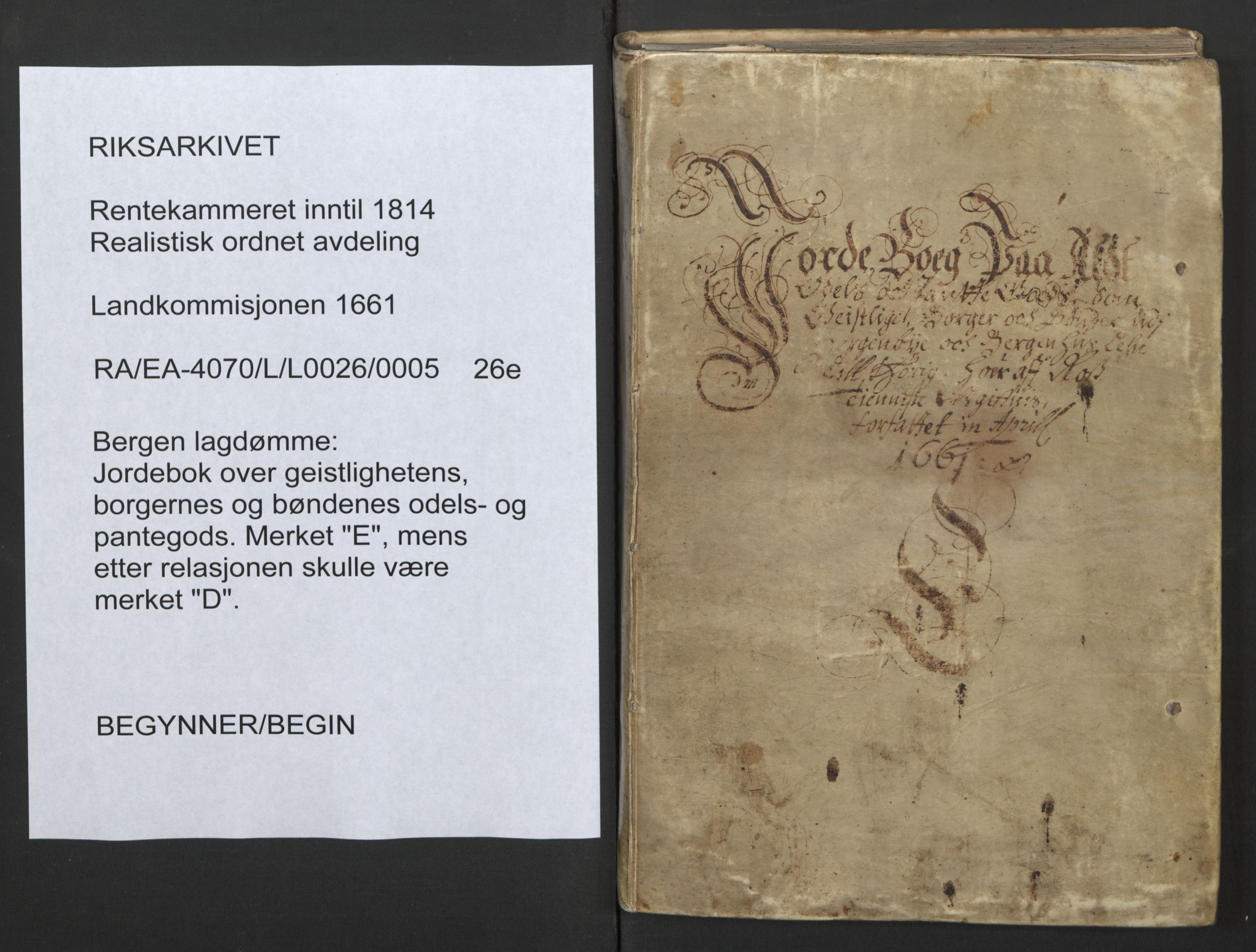 Rentekammeret inntil 1814, Realistisk ordnet avdeling, AV/RA-EA-4070/L/L0026/0005: Bergen lagdømme: / Jordebok over geistlighetens, borgernes og bøndenes odels- og pantegods., 1661