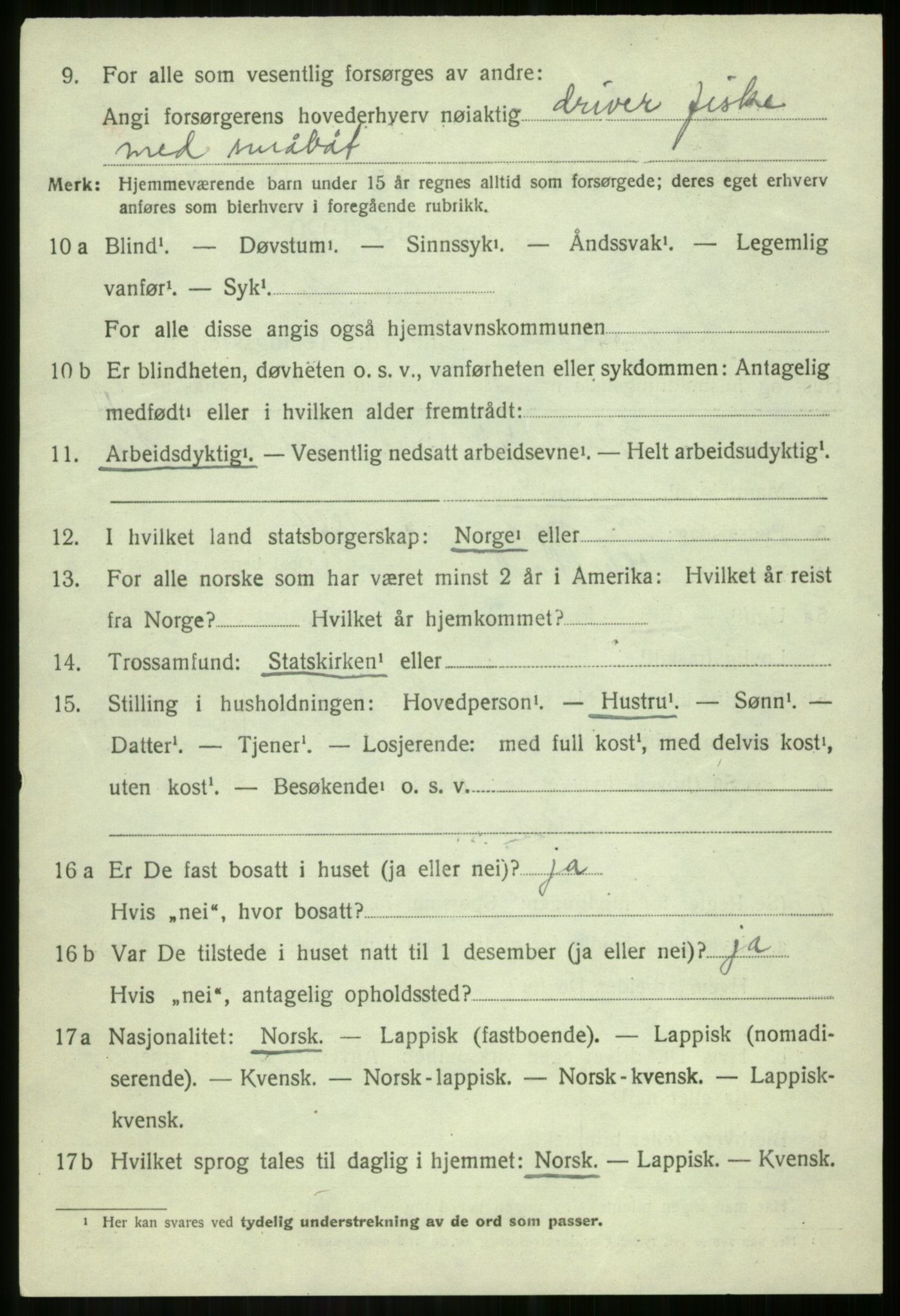 SATØ, 1920 census for Lavangen, 1920, p. 3050