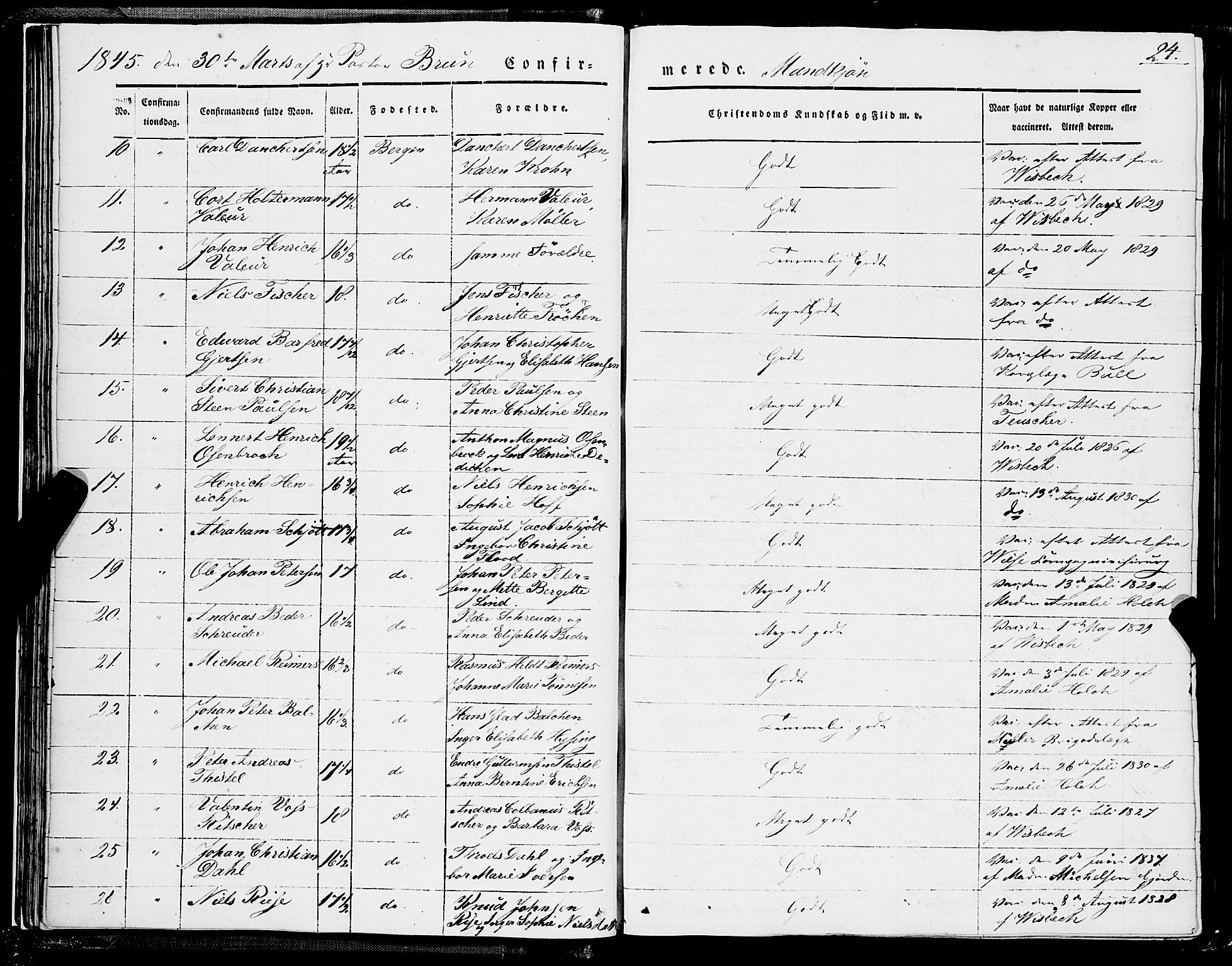 Domkirken sokneprestembete, SAB/A-74801/H/Haa/L0027: Parish register (official) no. C 2, 1841-1852, p. 24