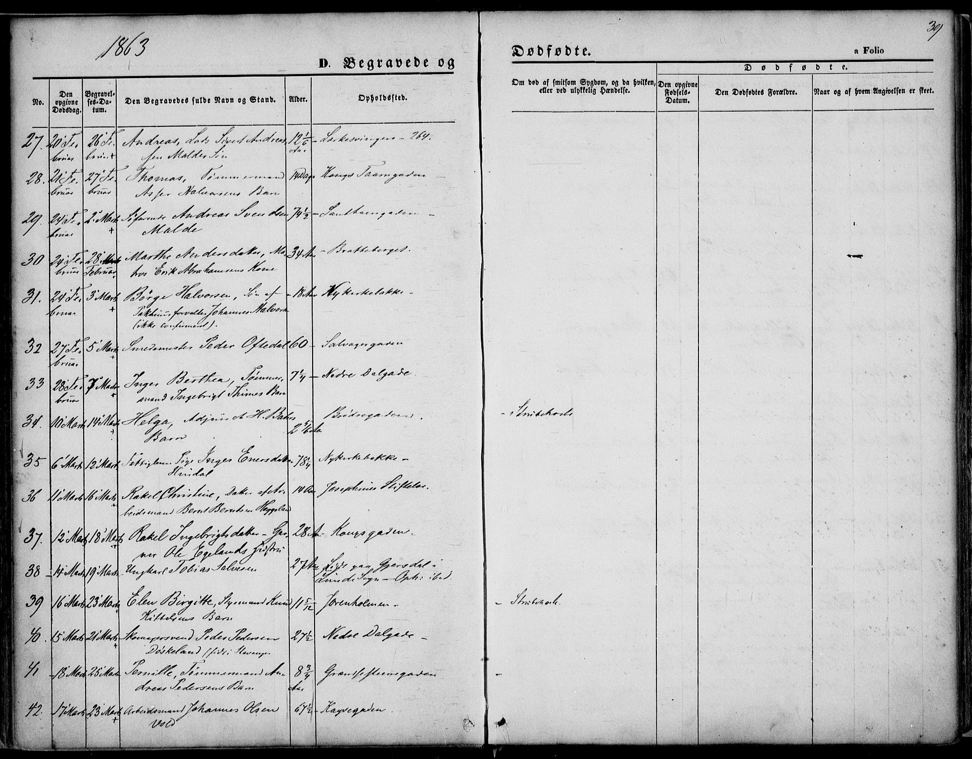 St. Petri sokneprestkontor, AV/SAST-A-101813/001/30/30BA/L0003: Parish register (official) no. A 3, 1861-1872, p. 39