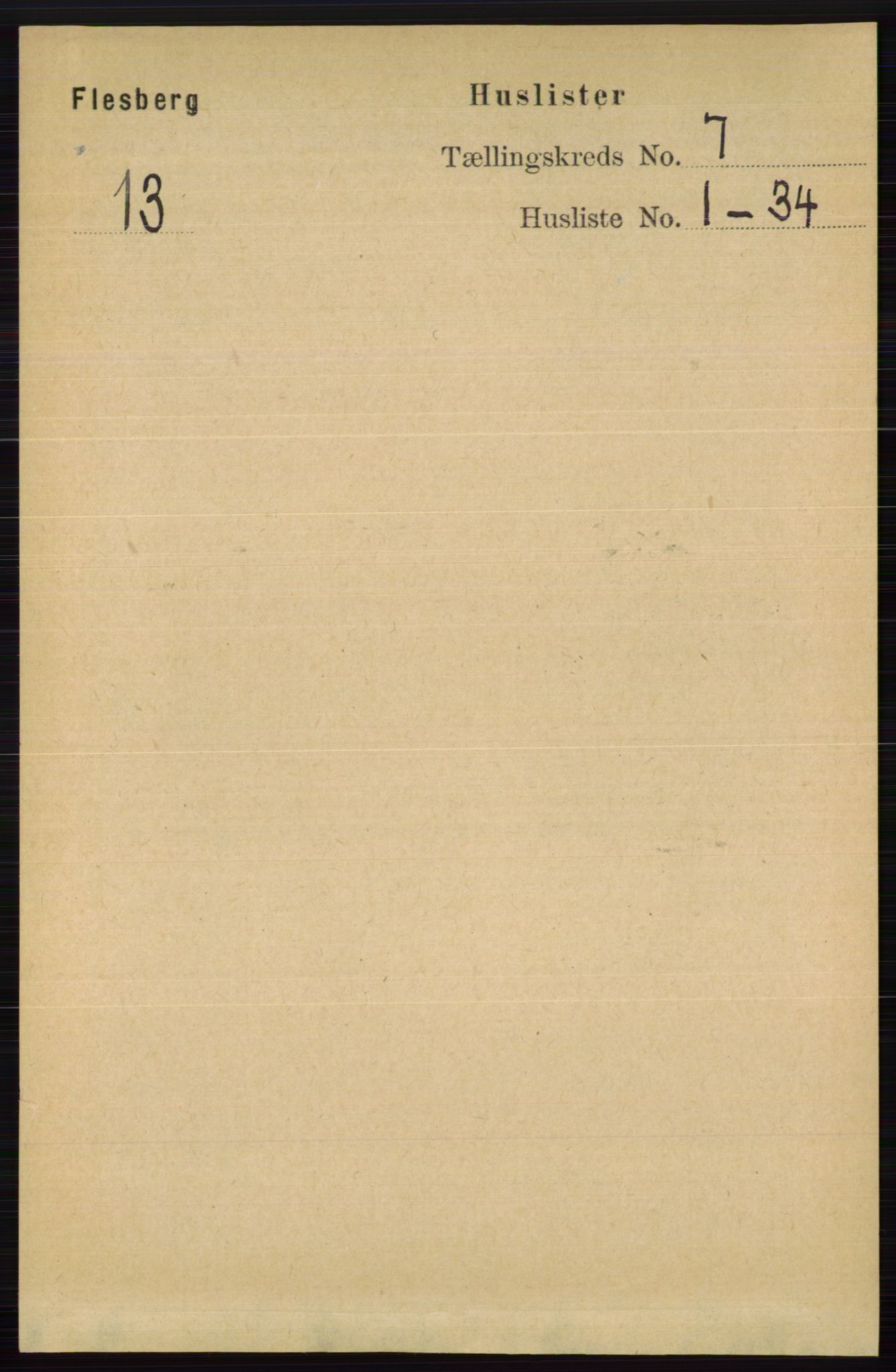 RA, 1891 census for 0631 Flesberg, 1891, p. 1134