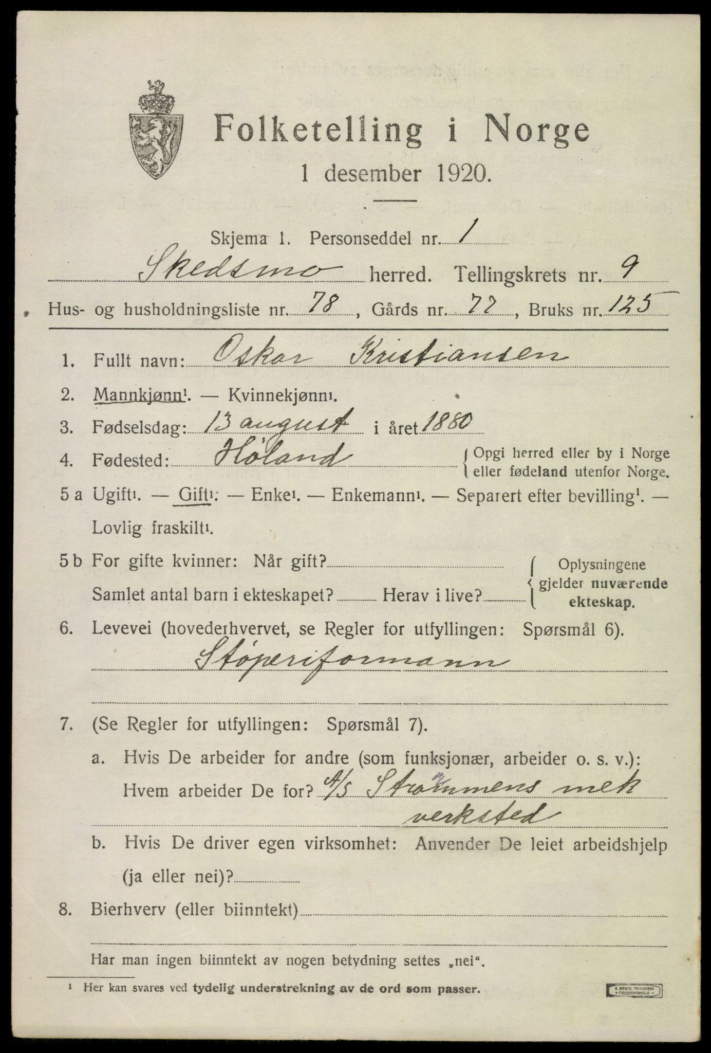 SAO, 1920 census for Skedsmo, 1920, p. 11623