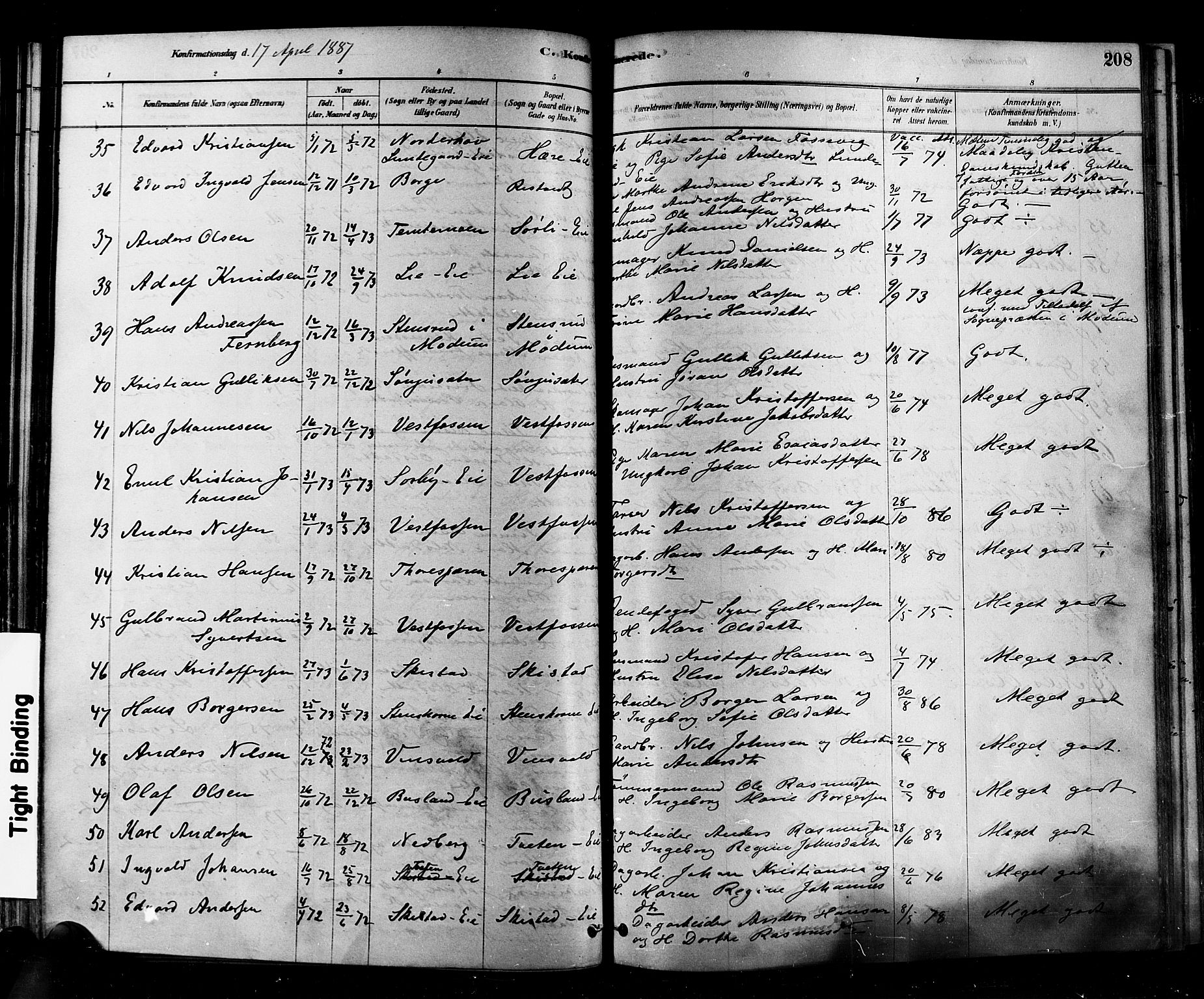 Eiker kirkebøker, AV/SAKO-A-4/F/Fb/L0001: Parish register (official) no. II 1, 1878-1888, p. 208