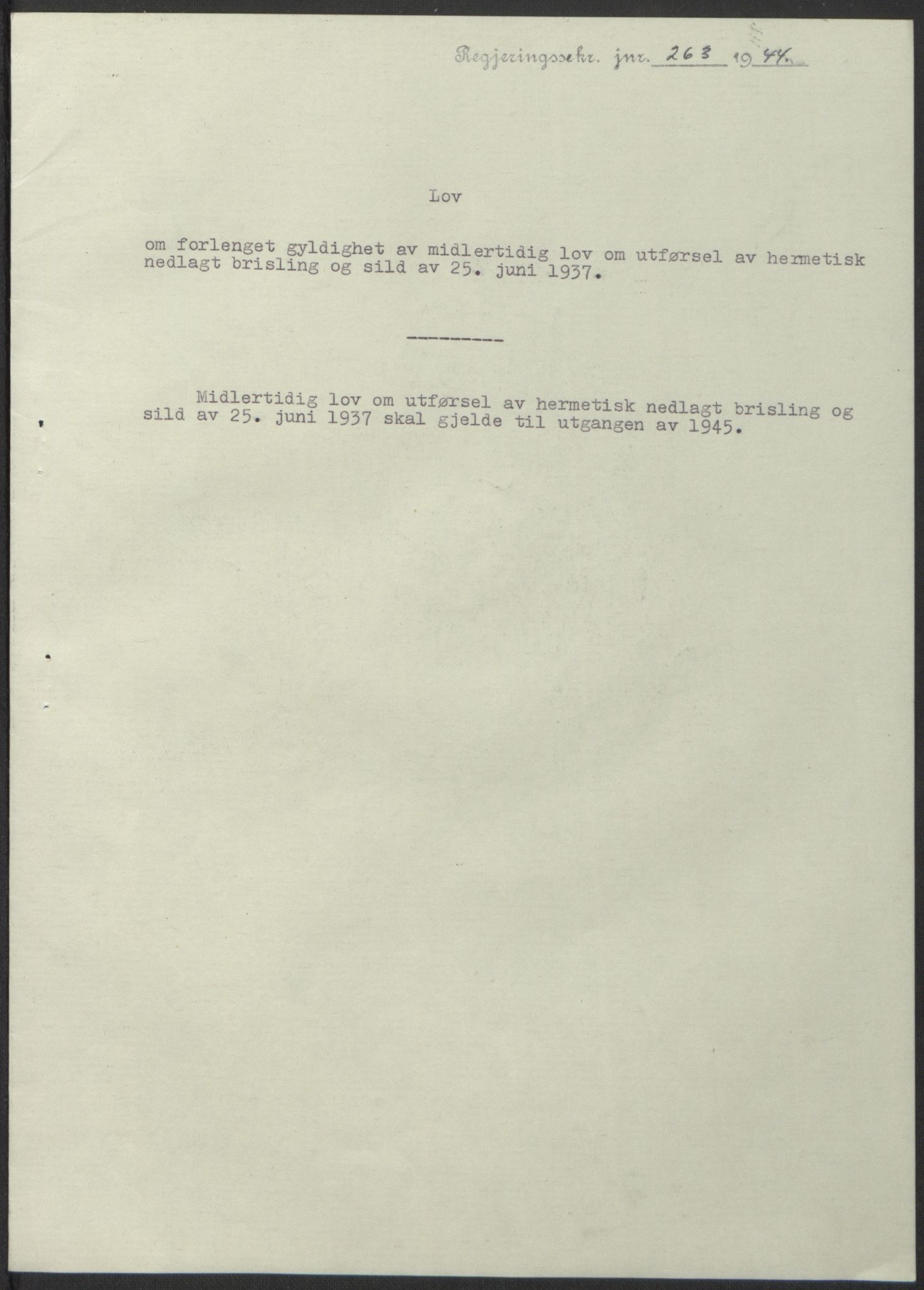 NS-administrasjonen 1940-1945 (Statsrådsekretariatet, de kommisariske statsråder mm), AV/RA-S-4279/D/Db/L0100: Lover, 1944, p. 495